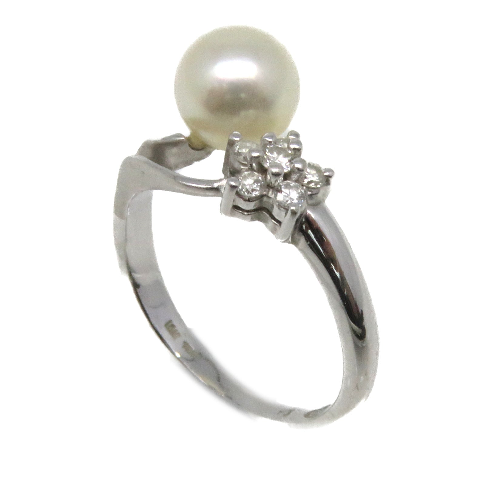 JEWELRY 18K白金/珍珠/鑽石Pearl Ring戒指US#4.75