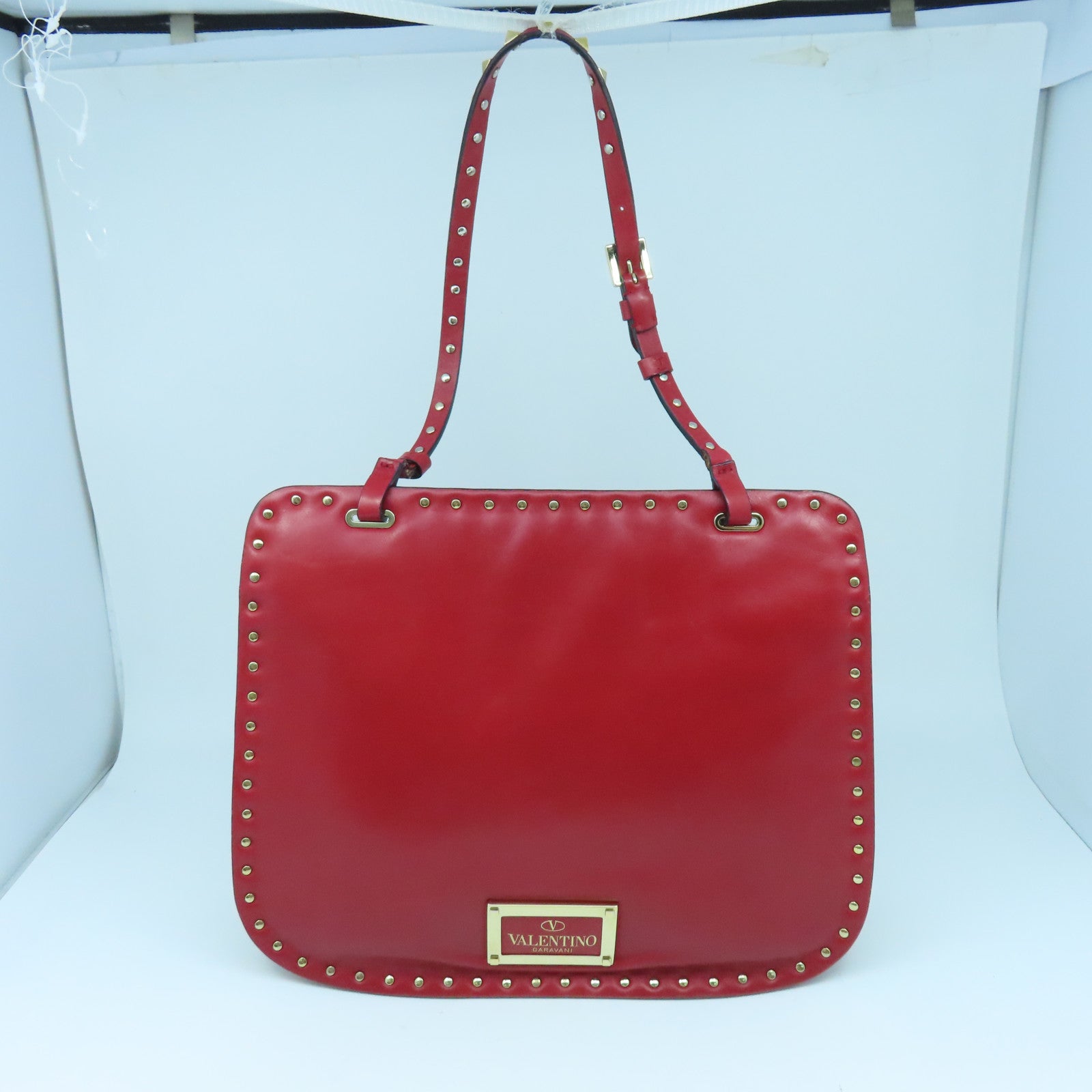 Valentino 【激減優惠】皮革Shoulder Bag金扣手挽袋紅色