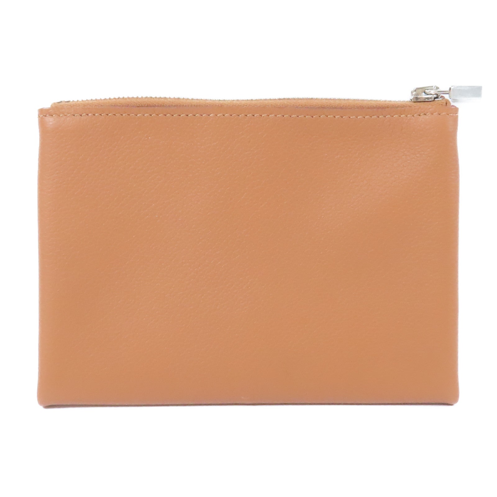 HERMES Evercolor皮革Atout 14 Pouch銀扣手拿包Gold經典駝色