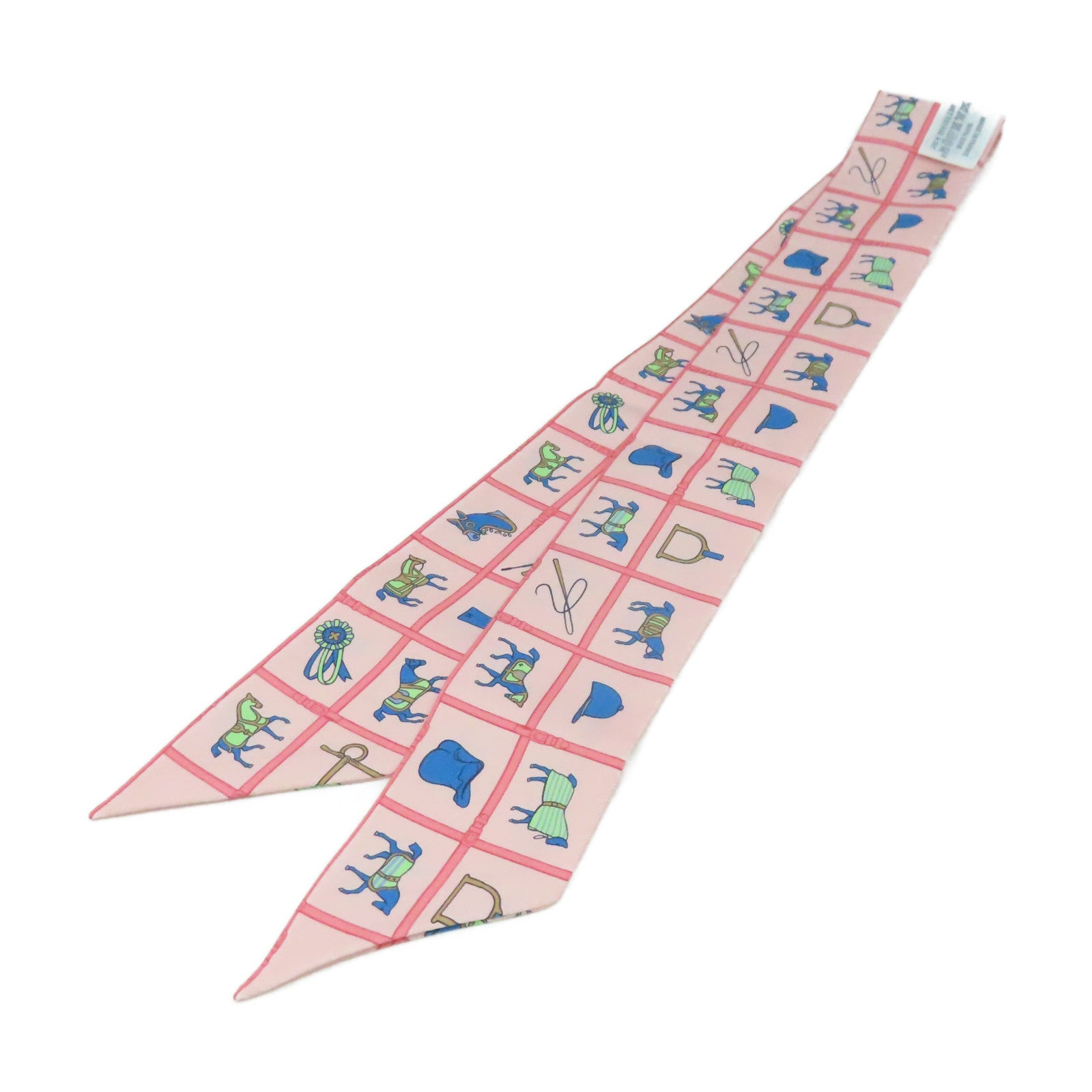 HERMES 絲質Twilly Scarf絲巾粉紅色/藍色/彩色