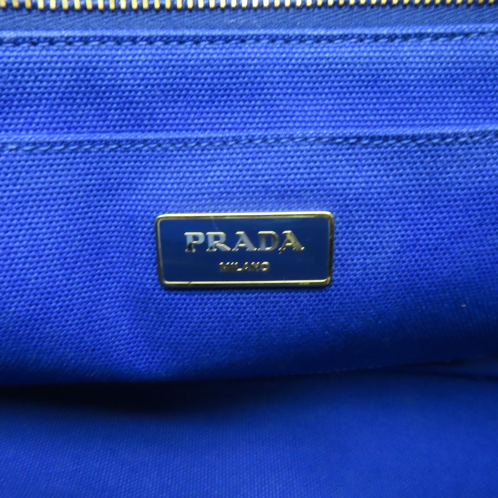 PRADA Canvas 2 Way Shoulder Gold Buckle Hand Shoulder Dual-purpose Bag Blue