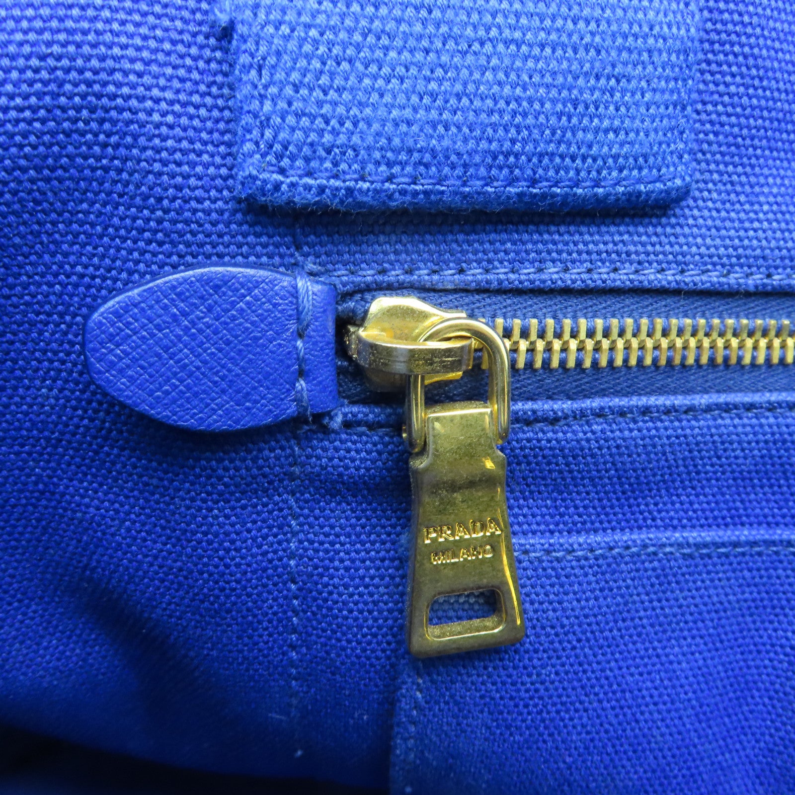 PRADA Canvas 2 Way Shoulder Gold Buckle Hand Shoulder Dual-purpose Bag Blue