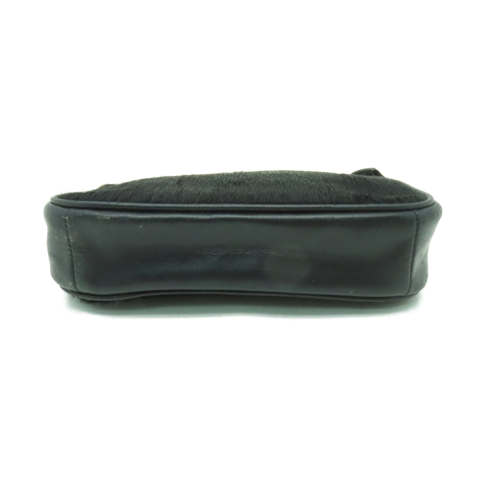 COACH 牛皮皮革/牛毛Handbag金扣手挽袋黑色