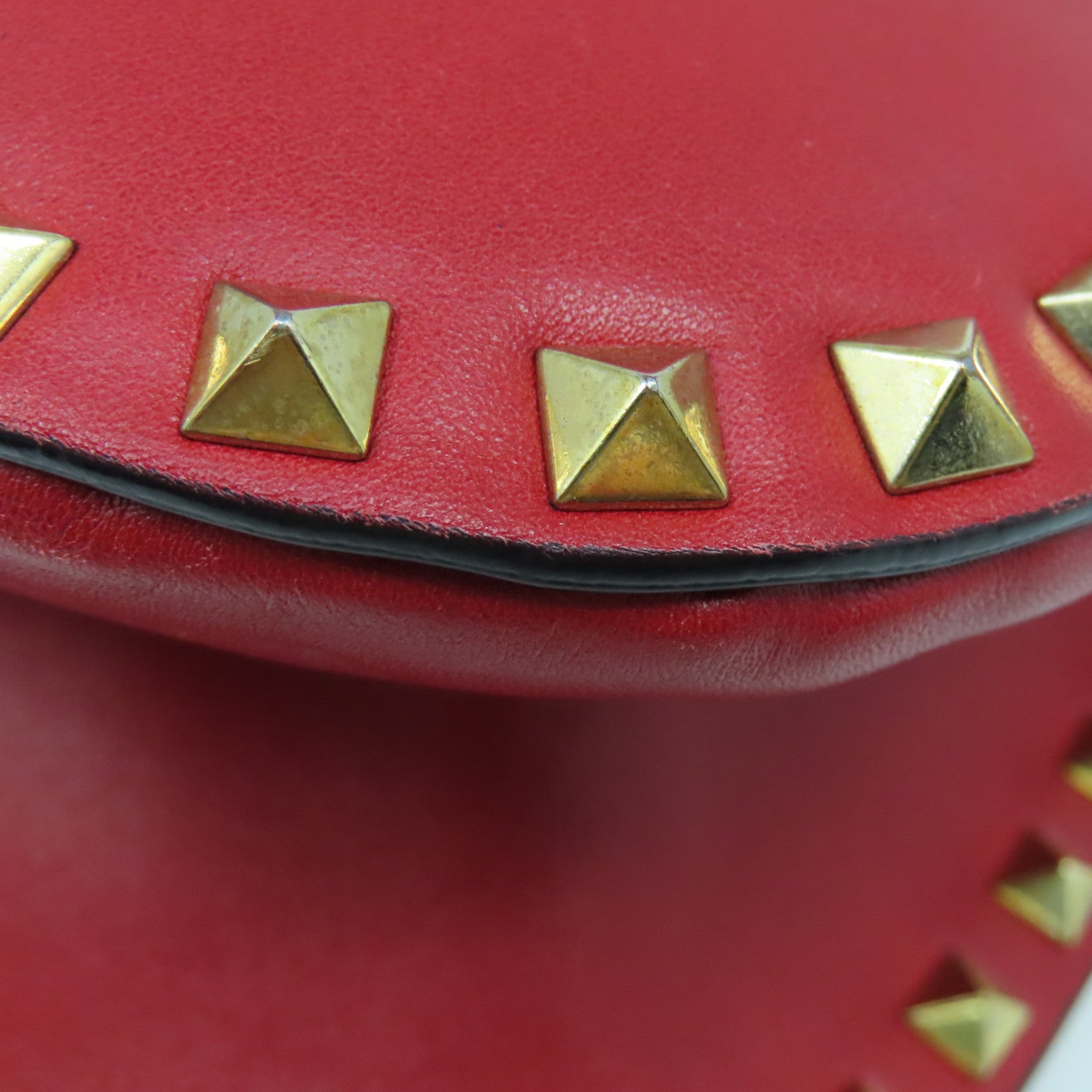 Valentino 【激減優惠】皮革Shoulder Bag金扣手挽袋紅色