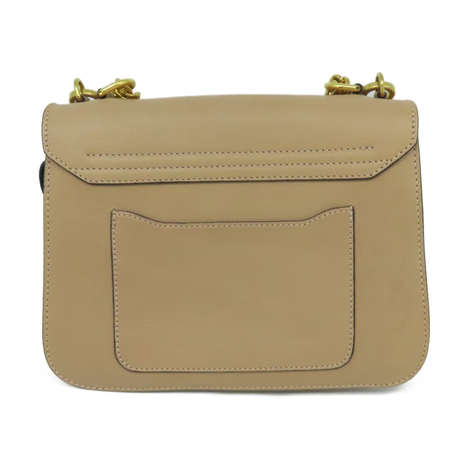 Chloe 牛皮皮革Chain Shoulder Bag金扣肩背袋杏色