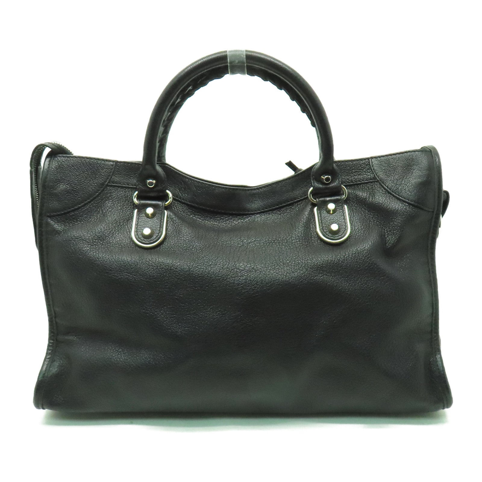 BALENCIAGA 牛皮皮革Shoulder Bag銀扣手挽肩背兩用袋黑色