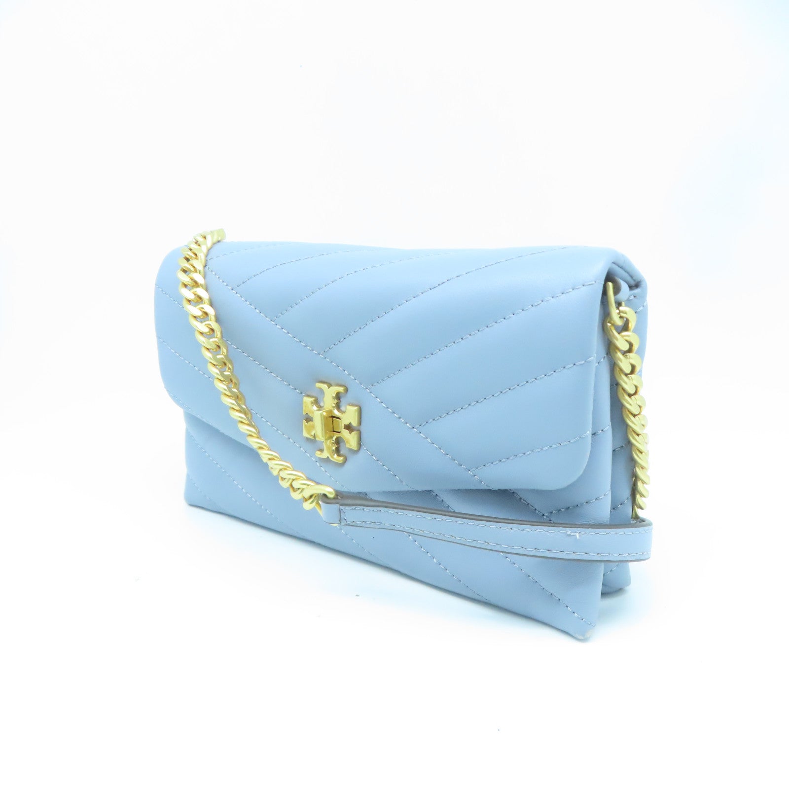 Tory Burch 牛皮皮革Bag金扣鏈帶肩背袋灰色