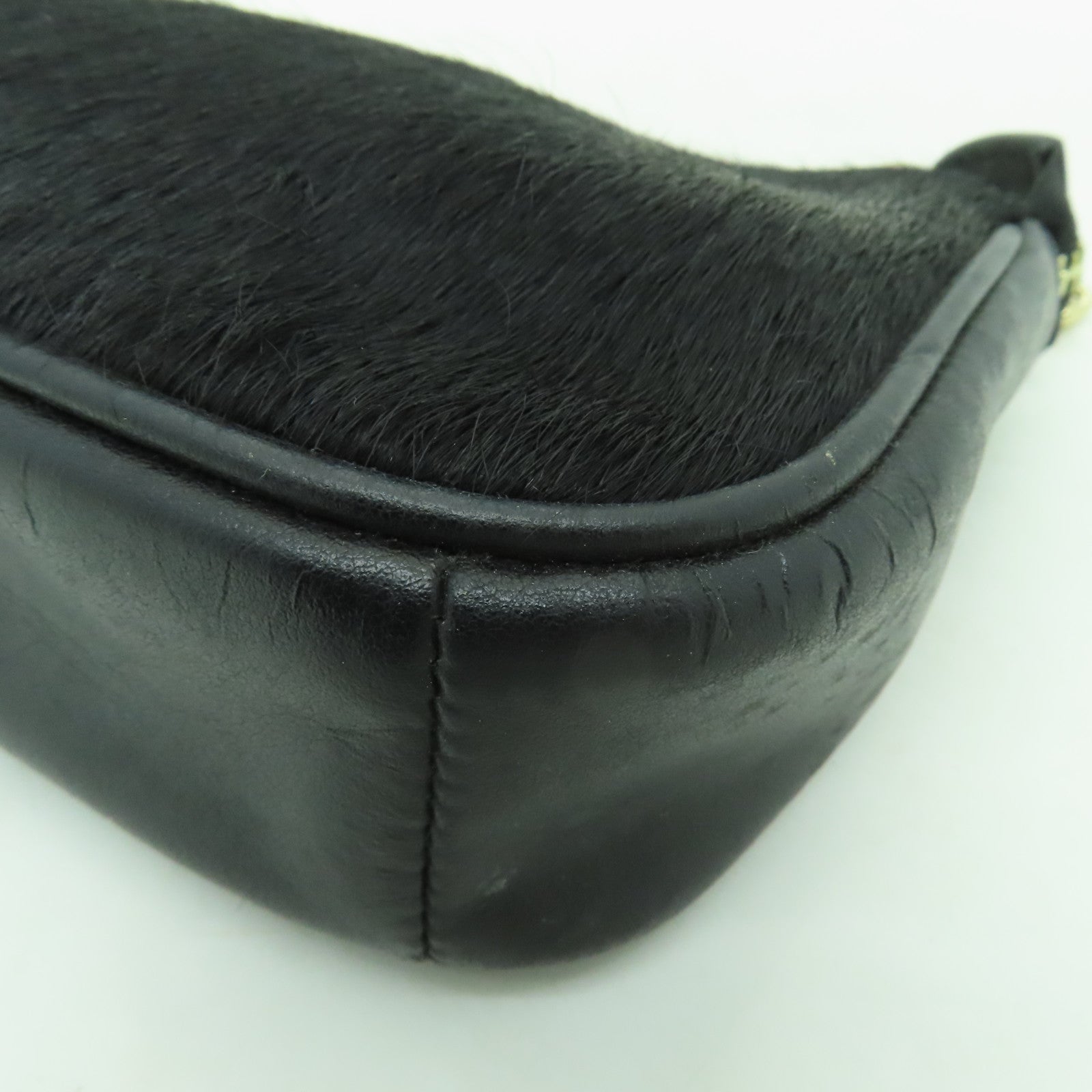 COACH 牛皮皮革/牛毛Handbag金扣手挽袋黑色