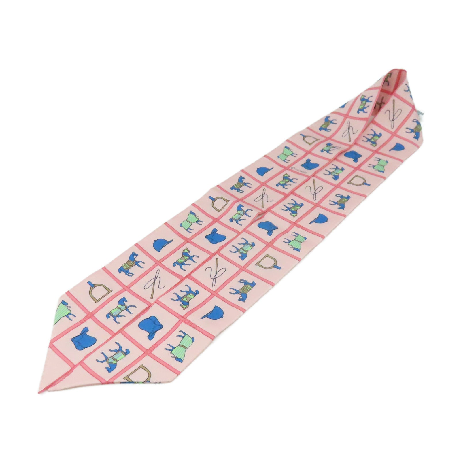 HERMES 絲質Twilly Scarf絲巾粉紅色/藍色/彩色