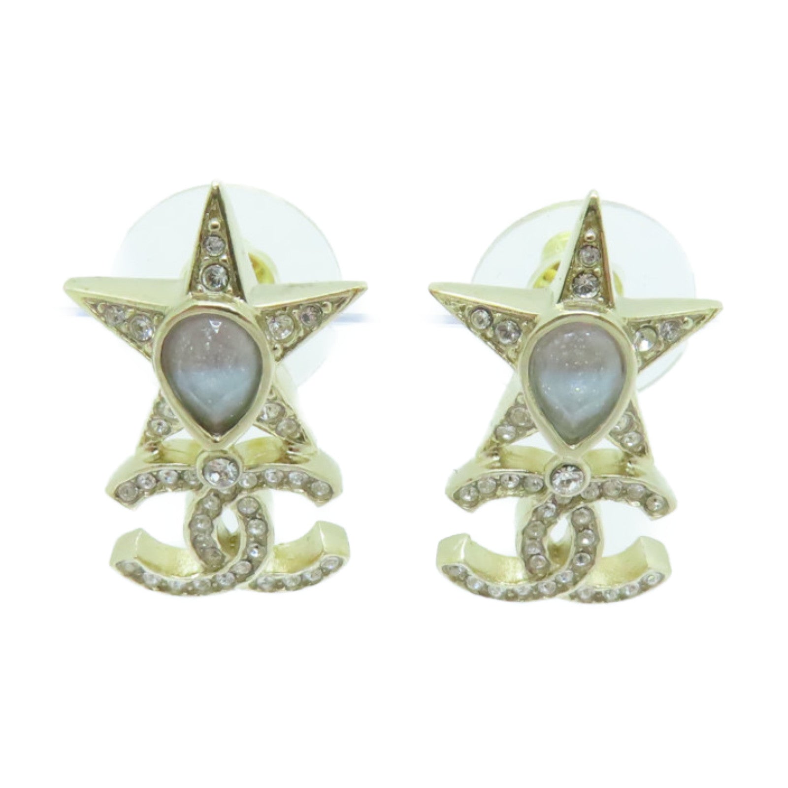 CHANEL 金屬Earrings金扣耳環金色