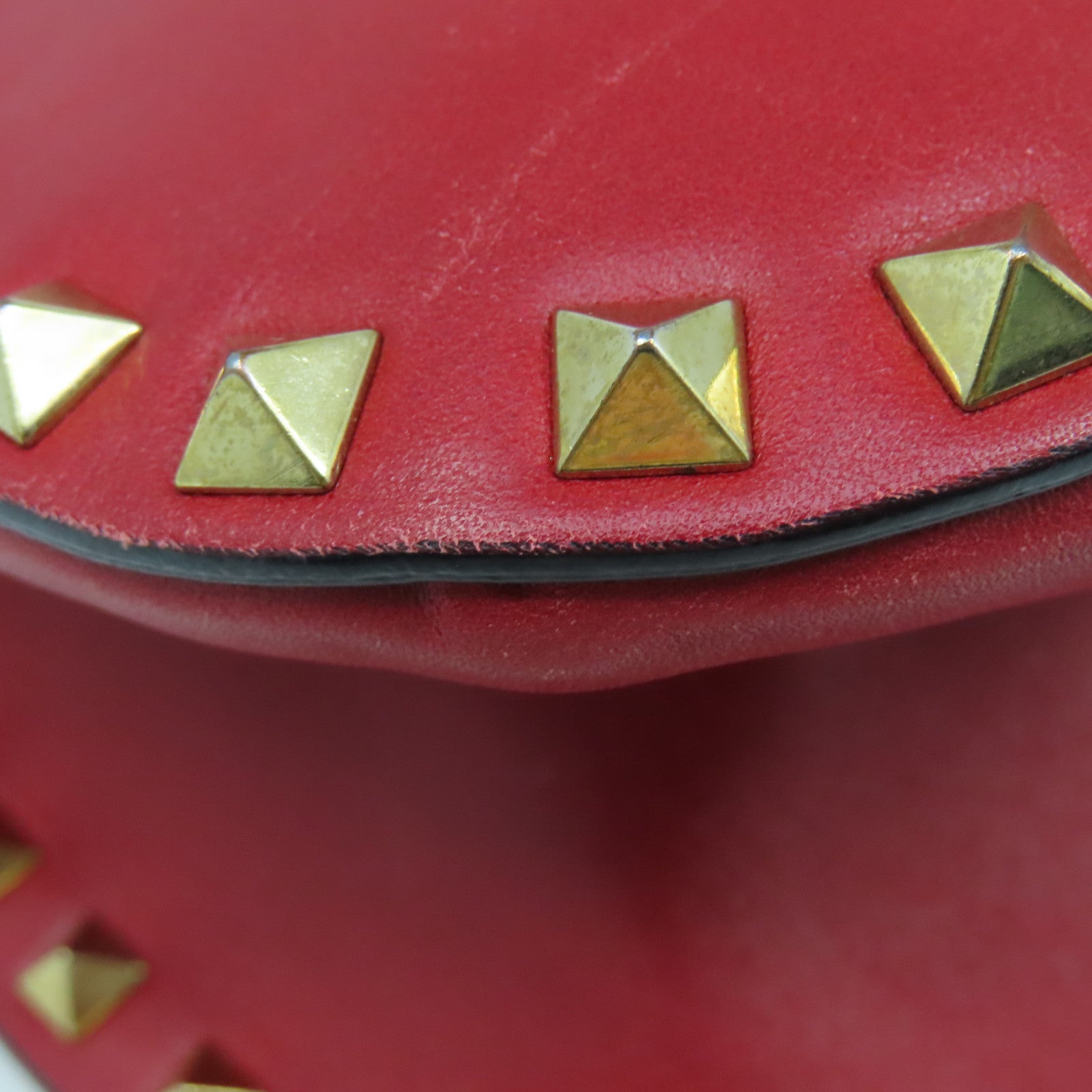 Valentino 【激減優惠】皮革Shoulder Bag金扣手挽袋紅色