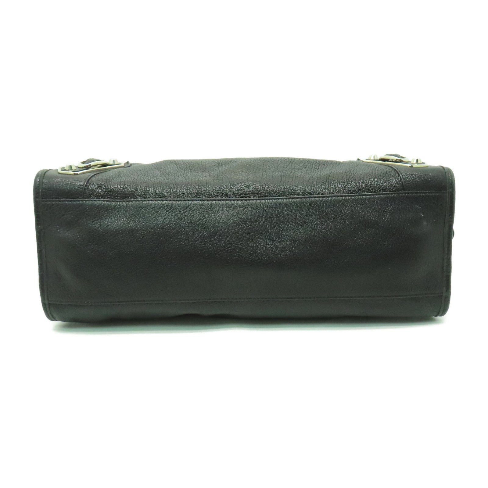 BALENCIAGA 牛皮皮革Shoulder Bag銀扣手挽肩背兩用袋黑色