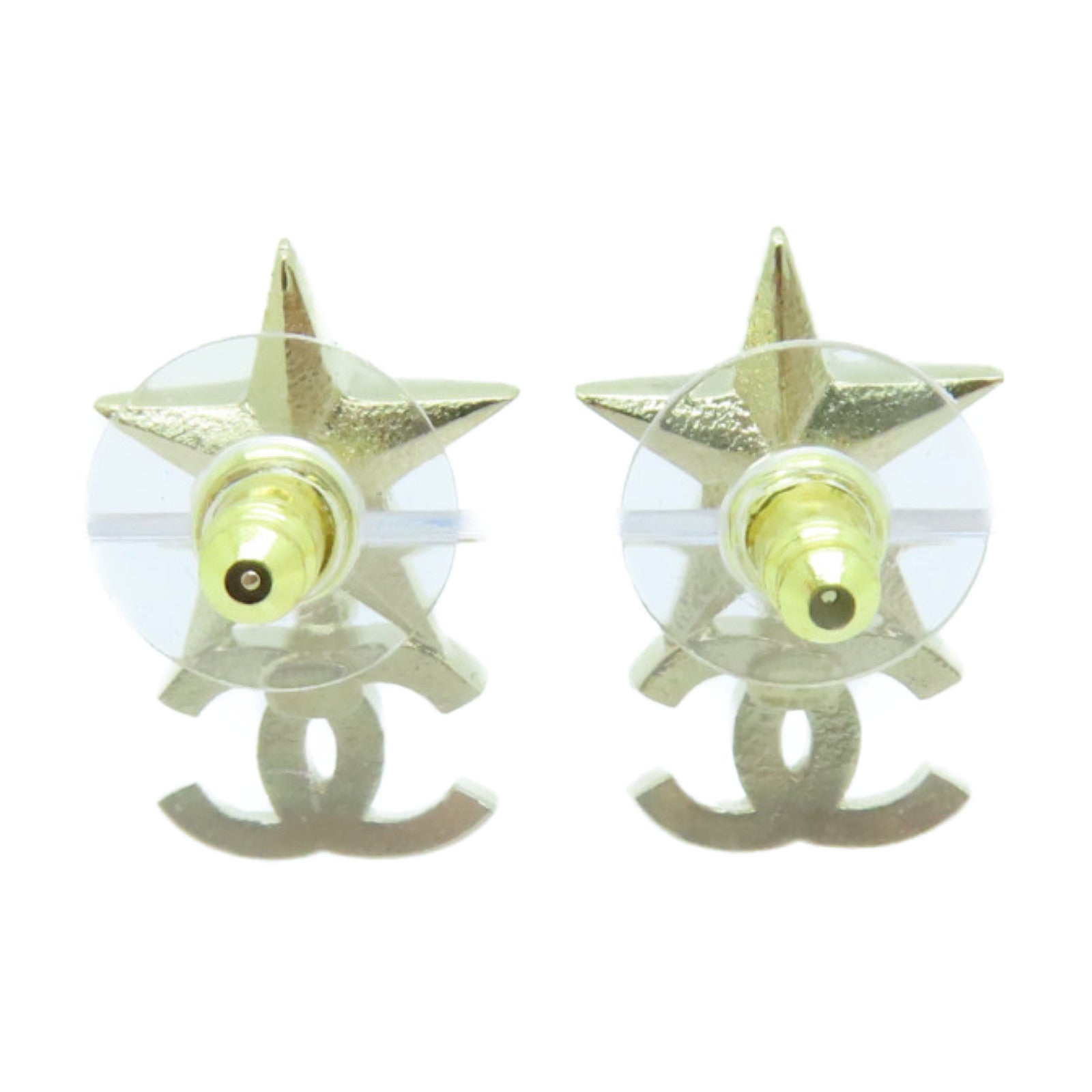 CHANEL 金屬Earrings金扣耳環金色