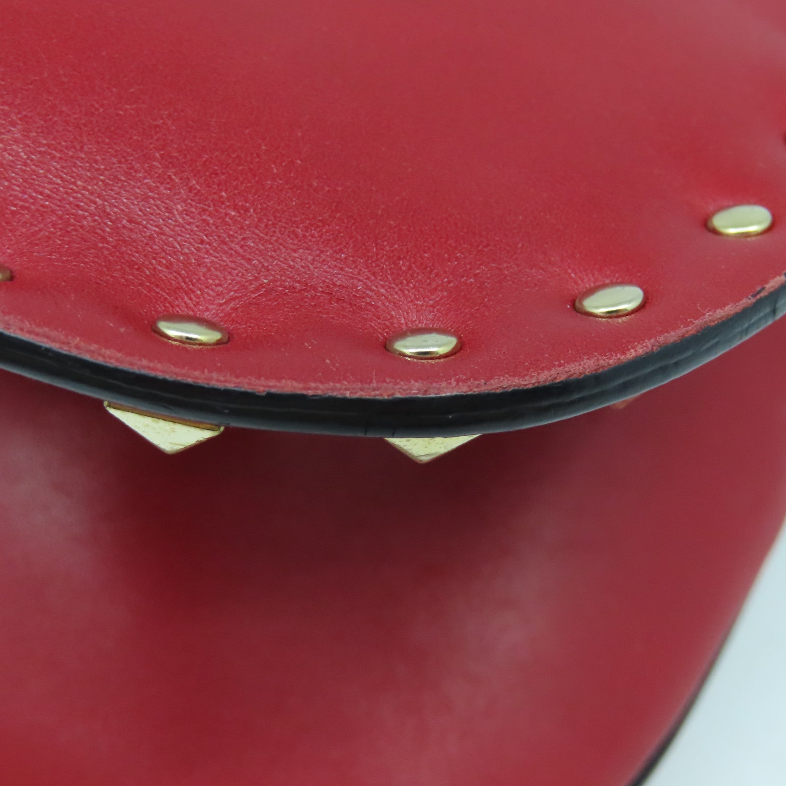 Valentino 【激減優惠】皮革Shoulder Bag金扣手挽袋紅色