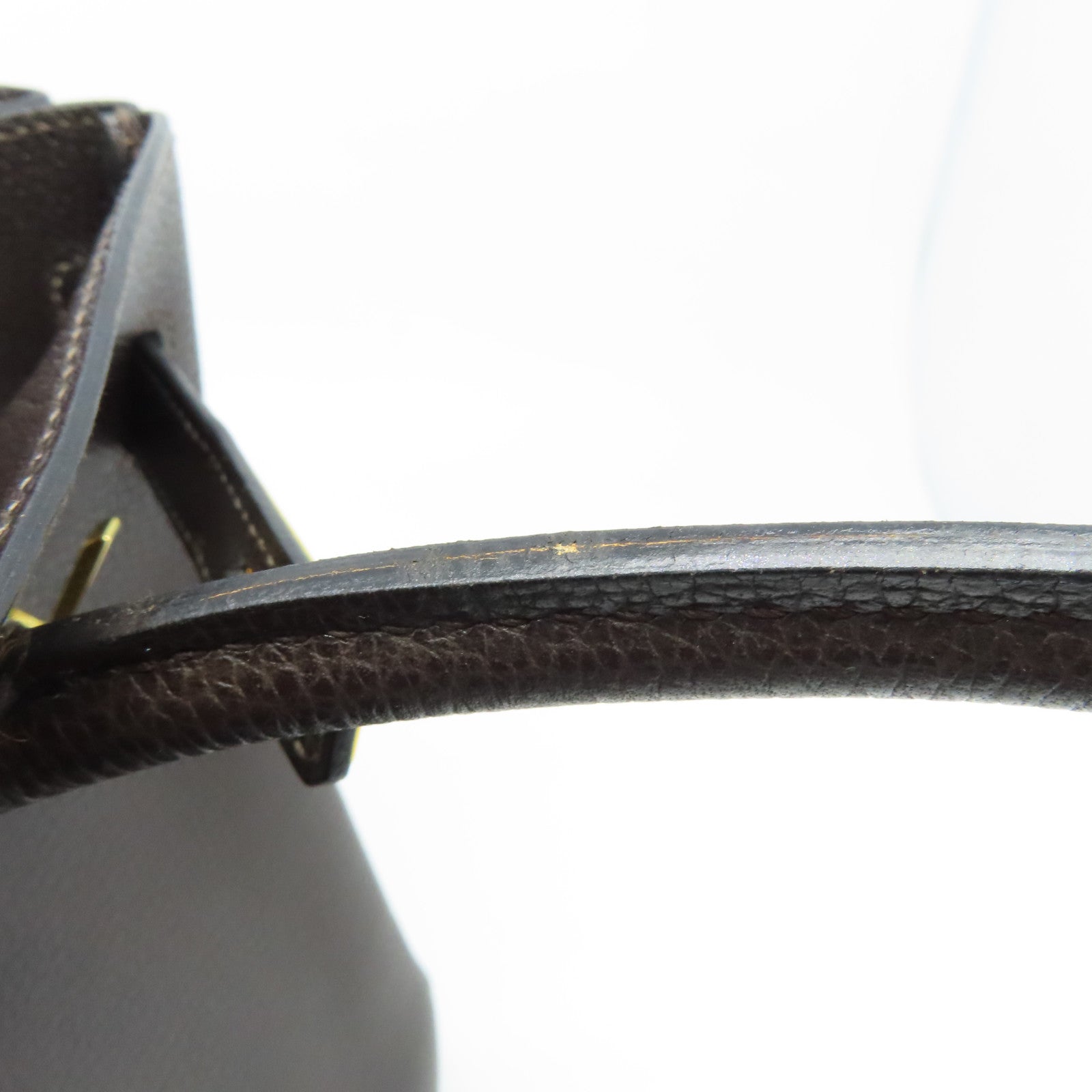 HERMES Buffle Skipper Leather Birkin 30 Gold Buckle Handle Bag Chocolat Brown