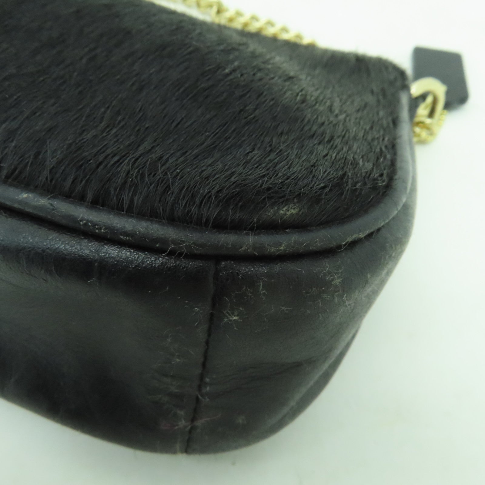 COACH 牛皮皮革/牛毛Handbag金扣手挽袋黑色