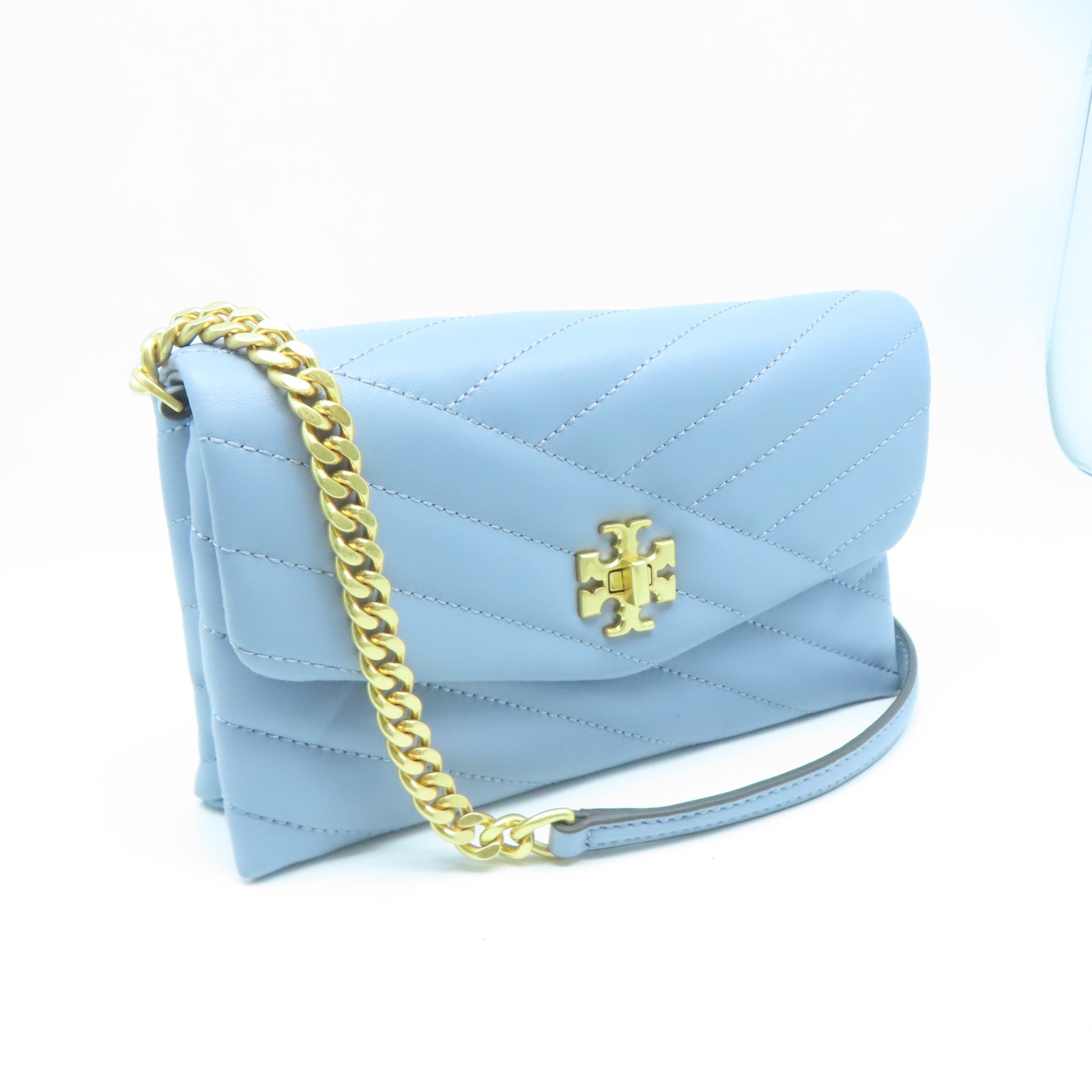 Tory Burch 牛皮皮革Bag金扣鏈帶肩背袋灰色