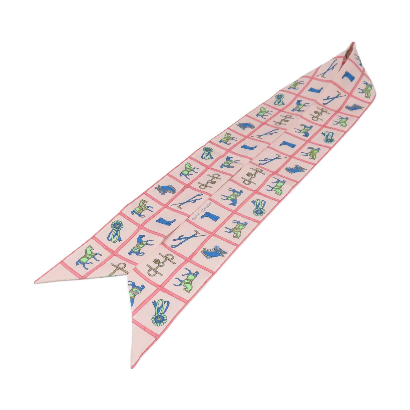 HERMES 絲質Twilly Scarf絲巾粉紅色/藍色/彩色