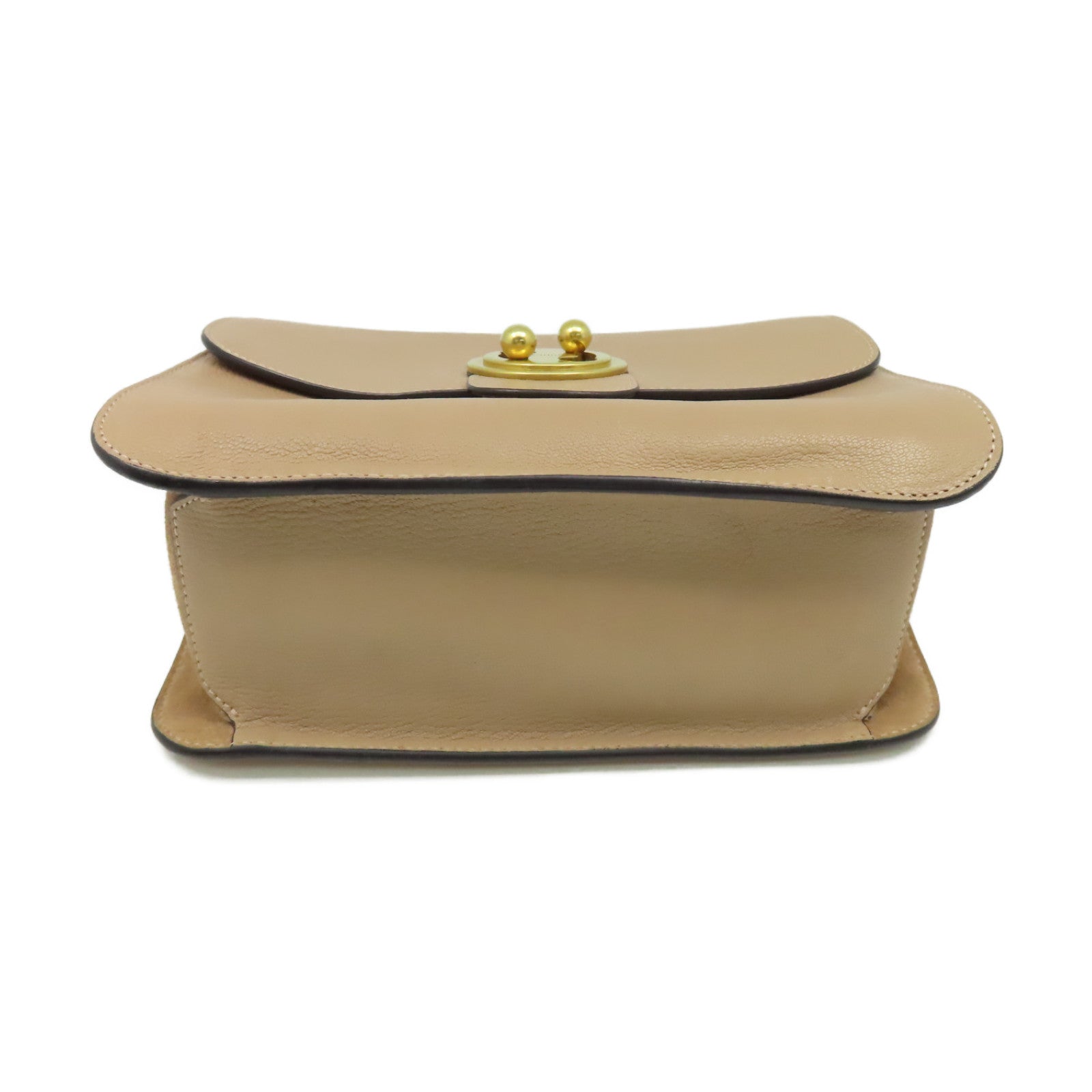 Chloe 牛皮皮革Chain Shoulder Bag金扣肩背袋杏色