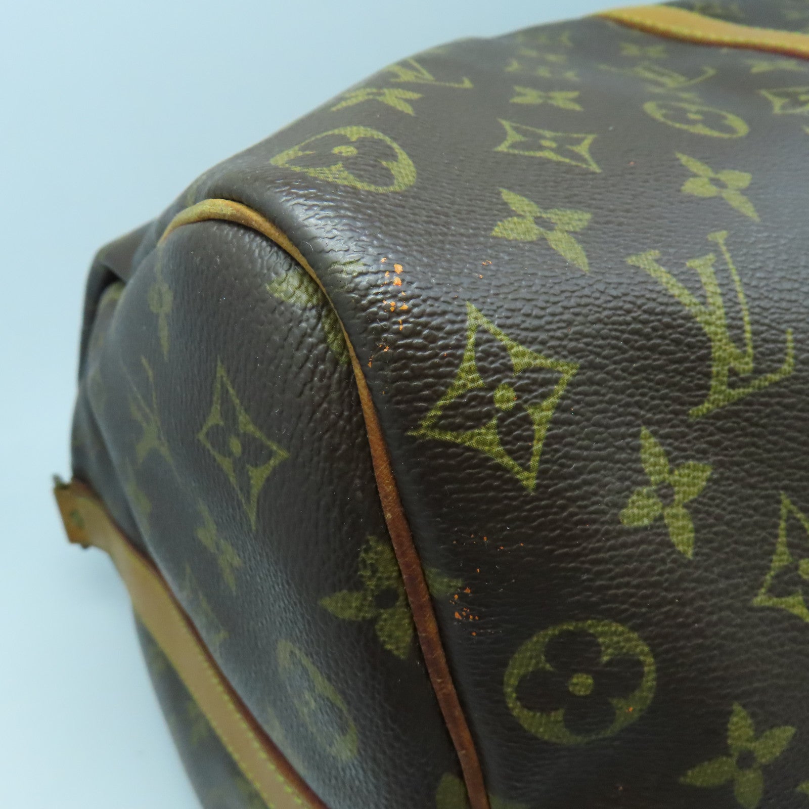 LOUIS VUITTON Monogram Keepall 50 Bandouliere Gold Buckle Boston Bag Brown