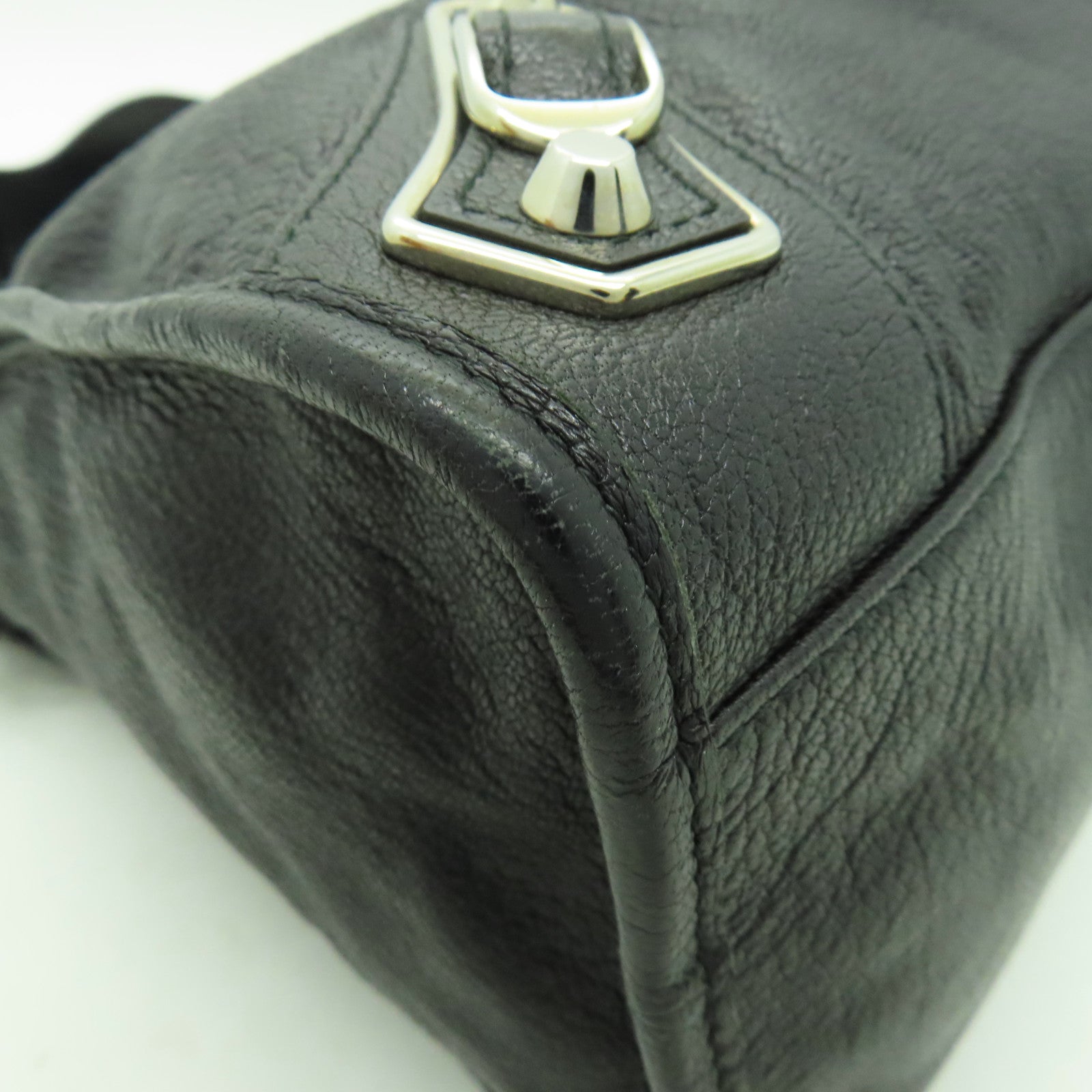 BALENCIAGA 牛皮皮革Shoulder Bag銀扣手挽肩背兩用袋黑色