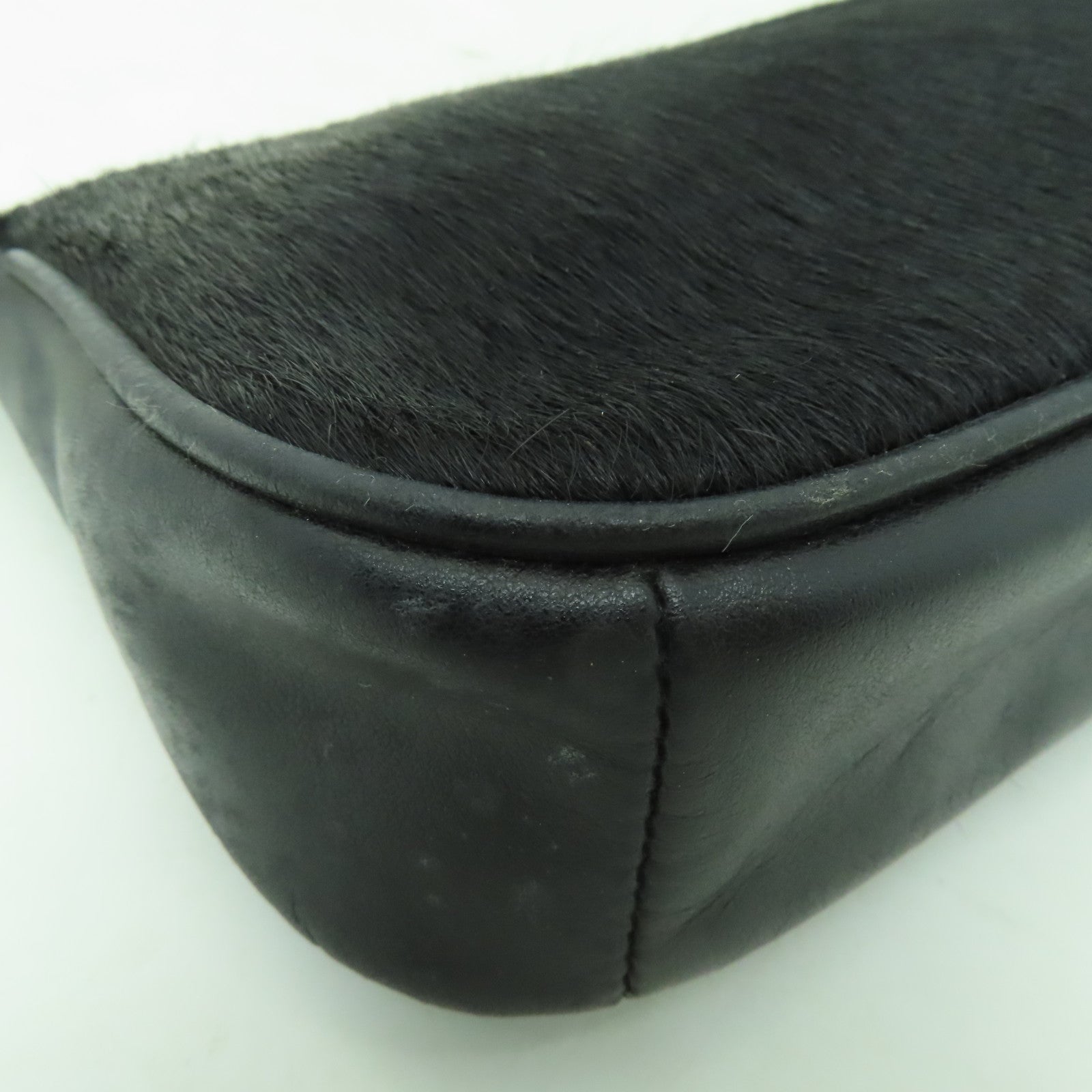 COACH 牛皮皮革/牛毛Handbag金扣手挽袋黑色