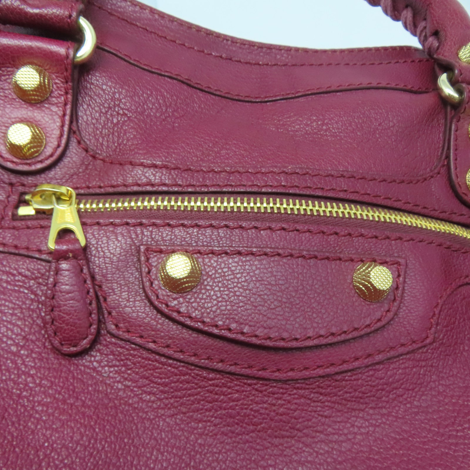 BALENCIAGA 牛皮皮革City金扣手挽肩背兩用袋紅色