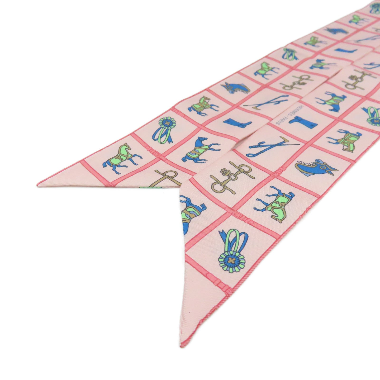 HERMES 絲質Twilly Scarf絲巾粉紅色/藍色/彩色