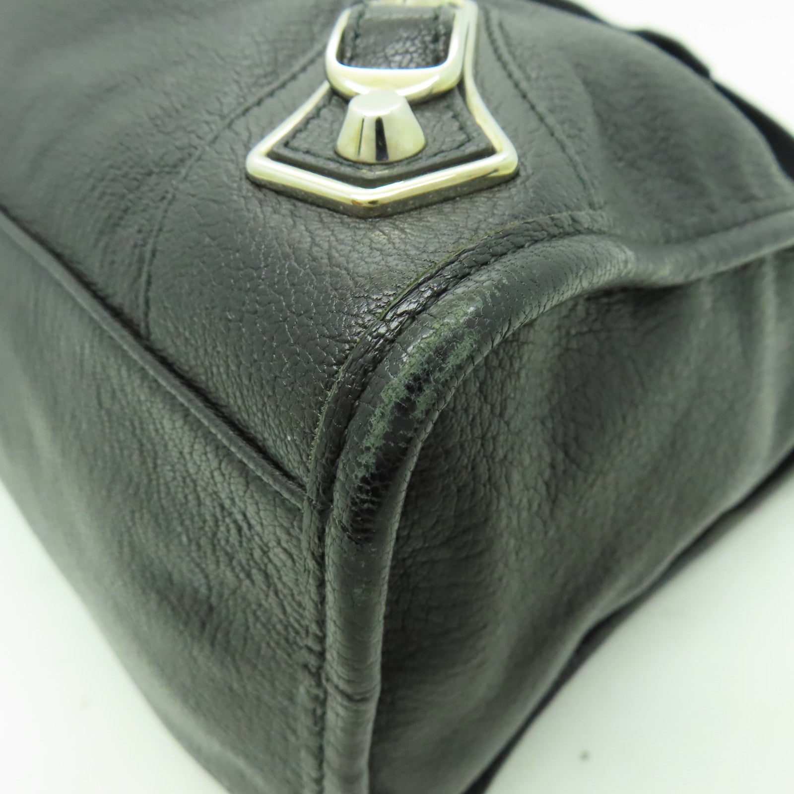 BALENCIAGA 牛皮皮革Shoulder Bag銀扣手挽肩背兩用袋黑色