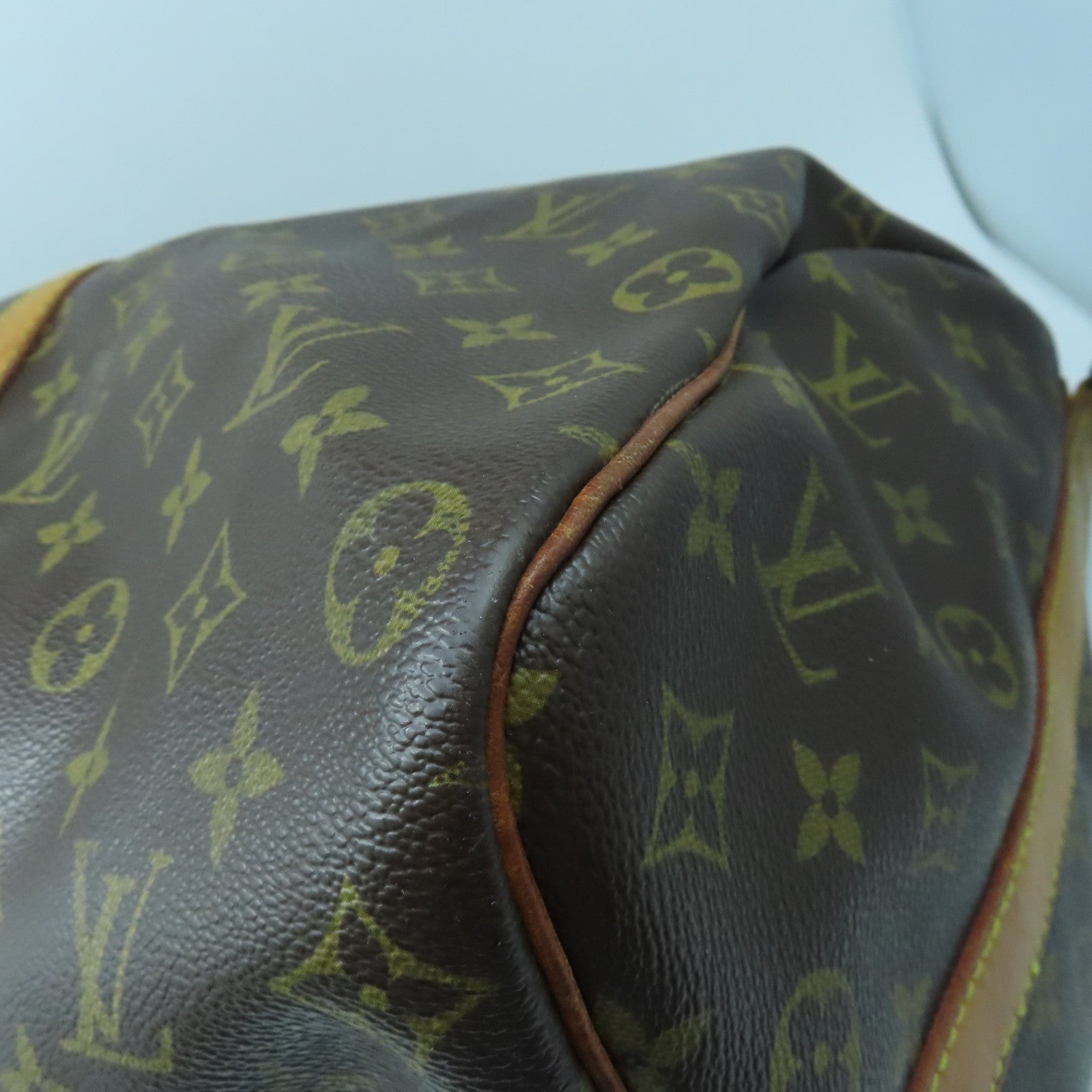 LOUIS VUITTON Monogram Keepall 50 Bandouliere Gold Buckle Boston Bag Brown