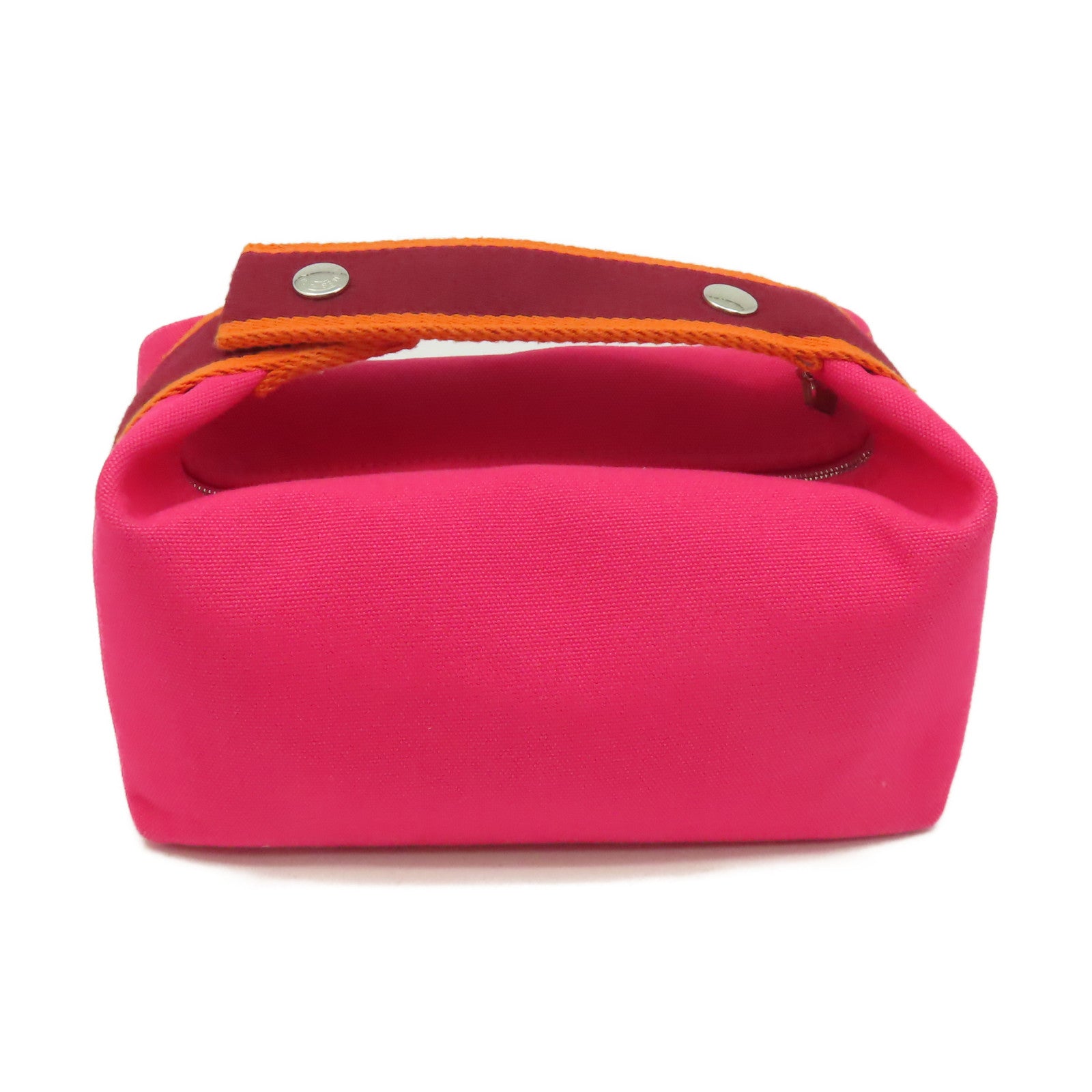 HERMES 帆布Bride-A-Brac Hand Bag銀扣手挽袋粉紅色