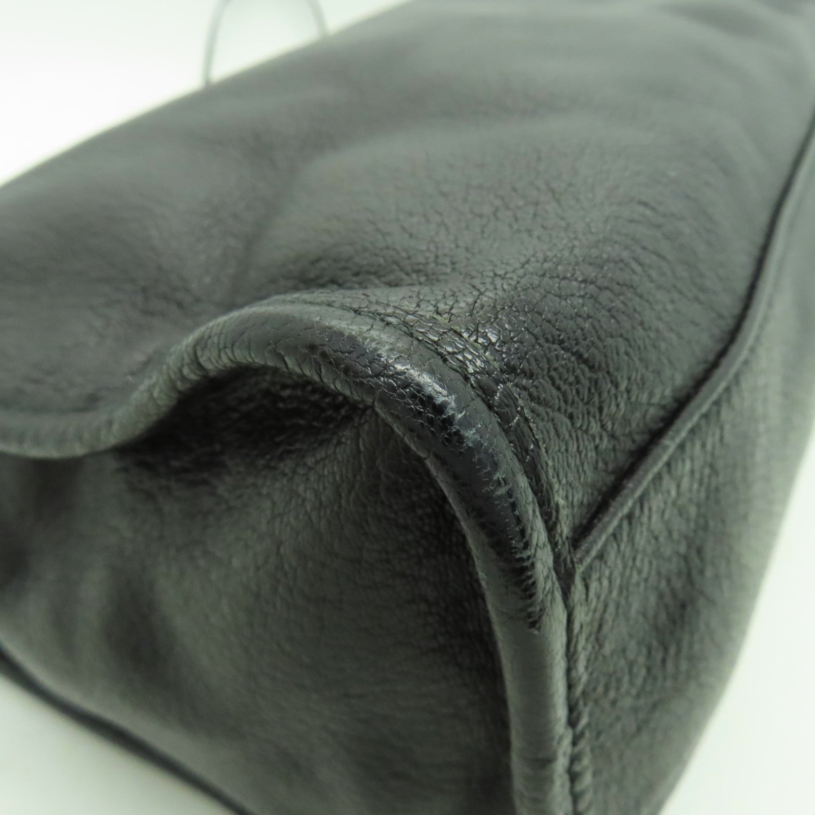 BALENCIAGA 牛皮皮革Shoulder Bag銀扣手挽肩背兩用袋黑色