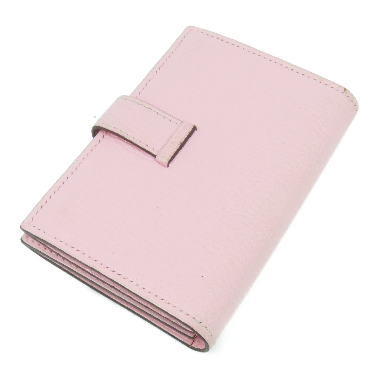 HERMES Chevre皮革Bearn Card Case銀扣卡片套櫻花粉色