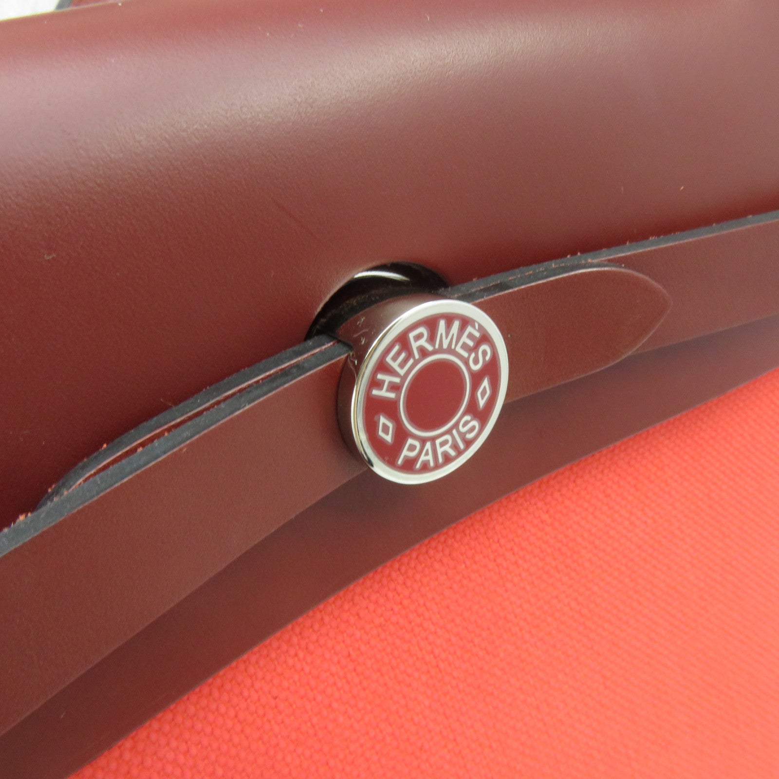 HERMES Toile H Canvas Herbag PM 2way Shoulder Bag Silver Buckle Handle Shoulder Bag Rose Texas/Rough H Red/Pink