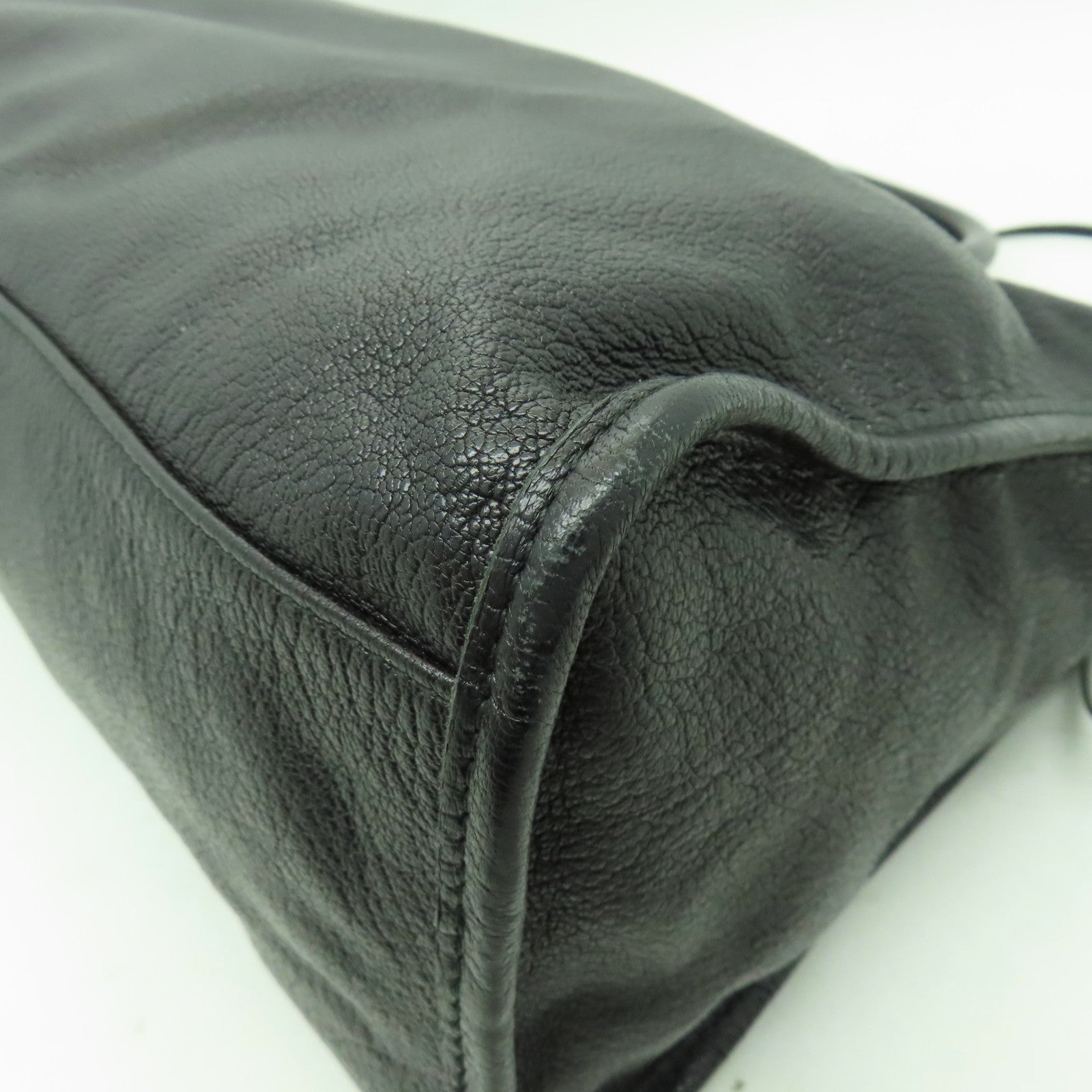 BALENCIAGA 牛皮皮革Shoulder Bag銀扣手挽肩背兩用袋黑色