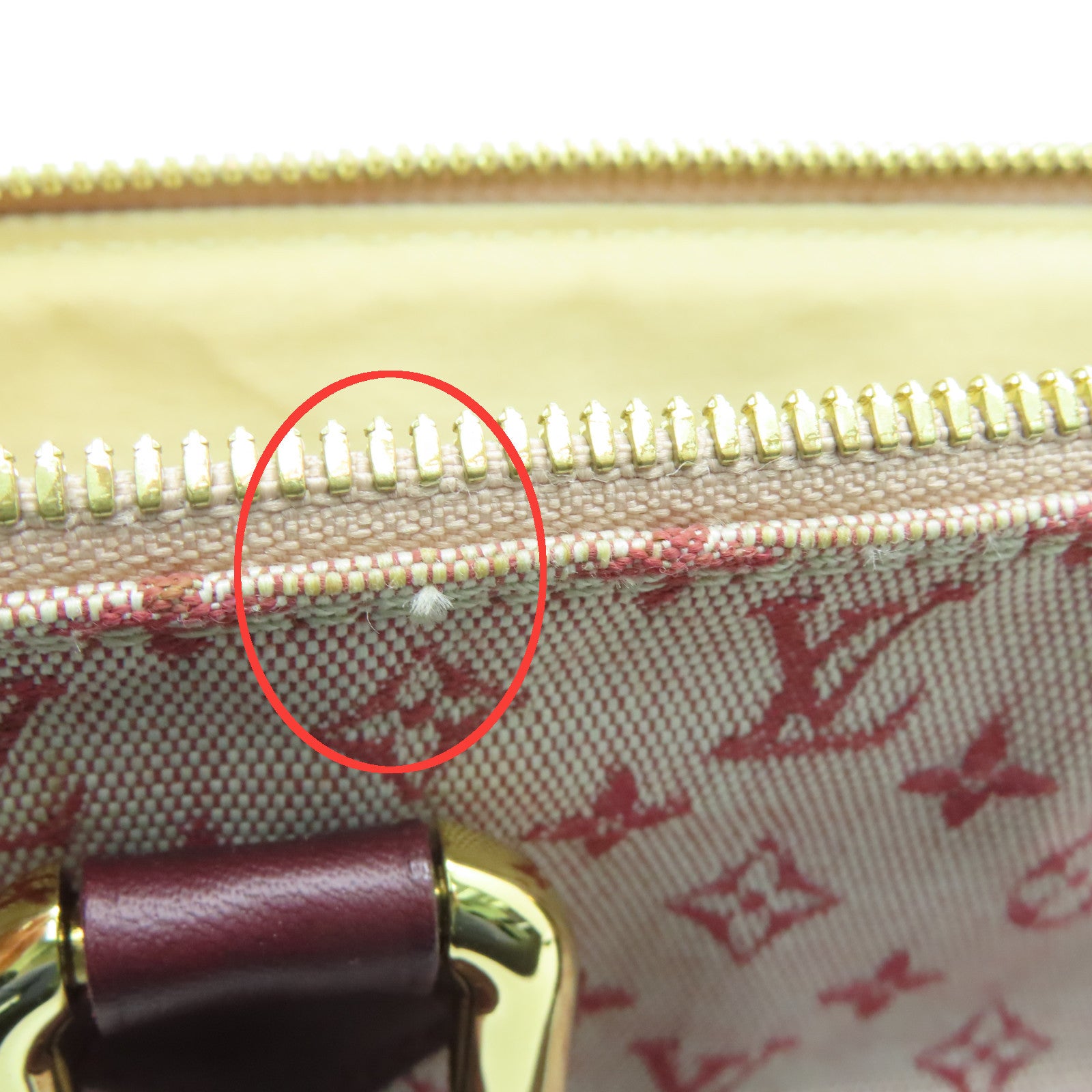 LOUIS VUITTON Monogram Mini Almaron金扣手挽袋樱桃色