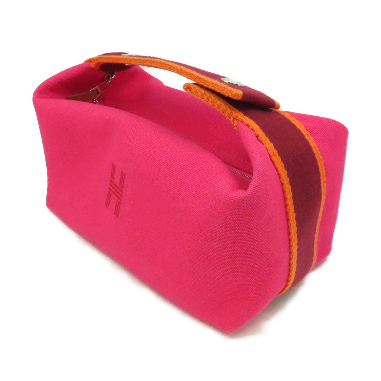 HERMES 帆布Bride-A-Brac Hand Bag銀扣手挽袋粉紅色