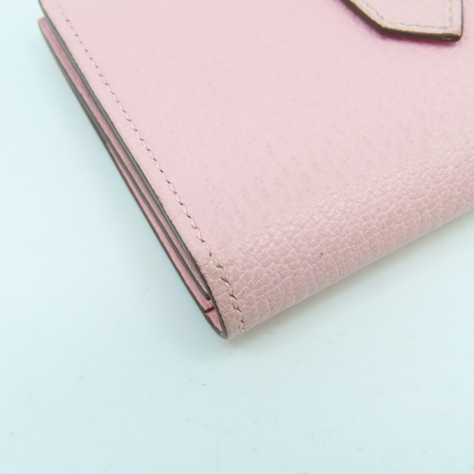 HERMES Chevre皮革Bearn Card Case銀扣卡片套櫻花粉色