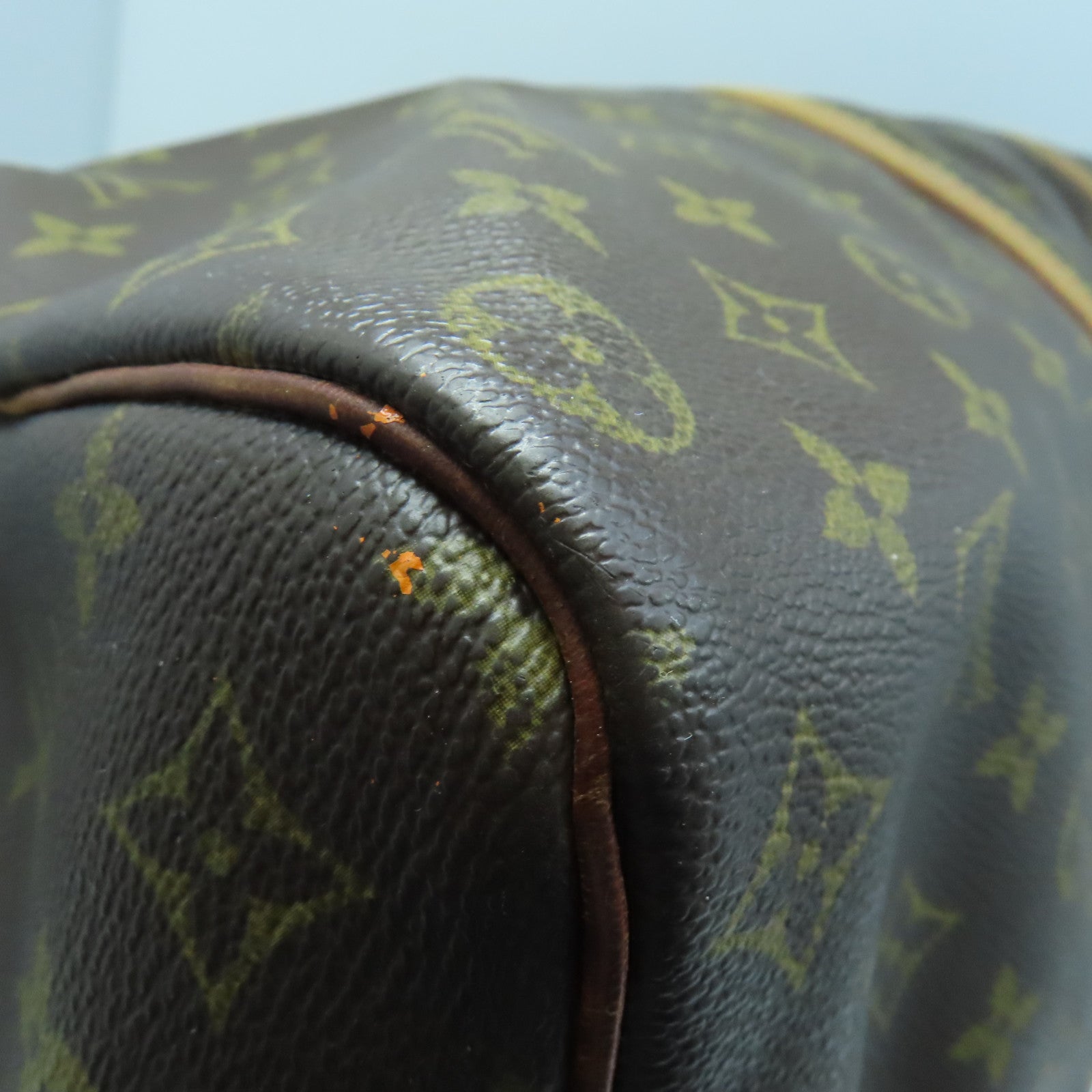 LOUIS VUITTON Monogram Keepall 50 Bandouliere Gold Buckle Boston Bag Brown