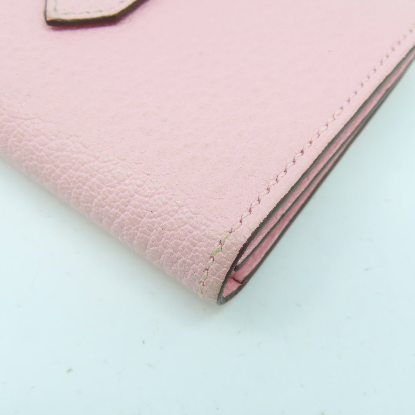 HERMES Chevre皮革Bearn Card Case銀扣卡片套櫻花粉色