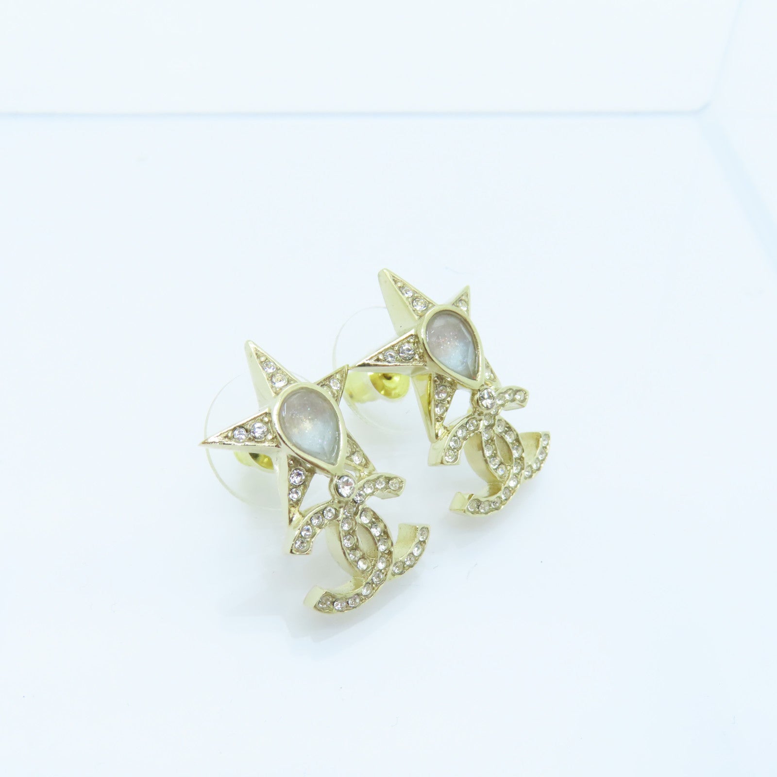 CHANEL 金屬Earrings金扣耳環金色