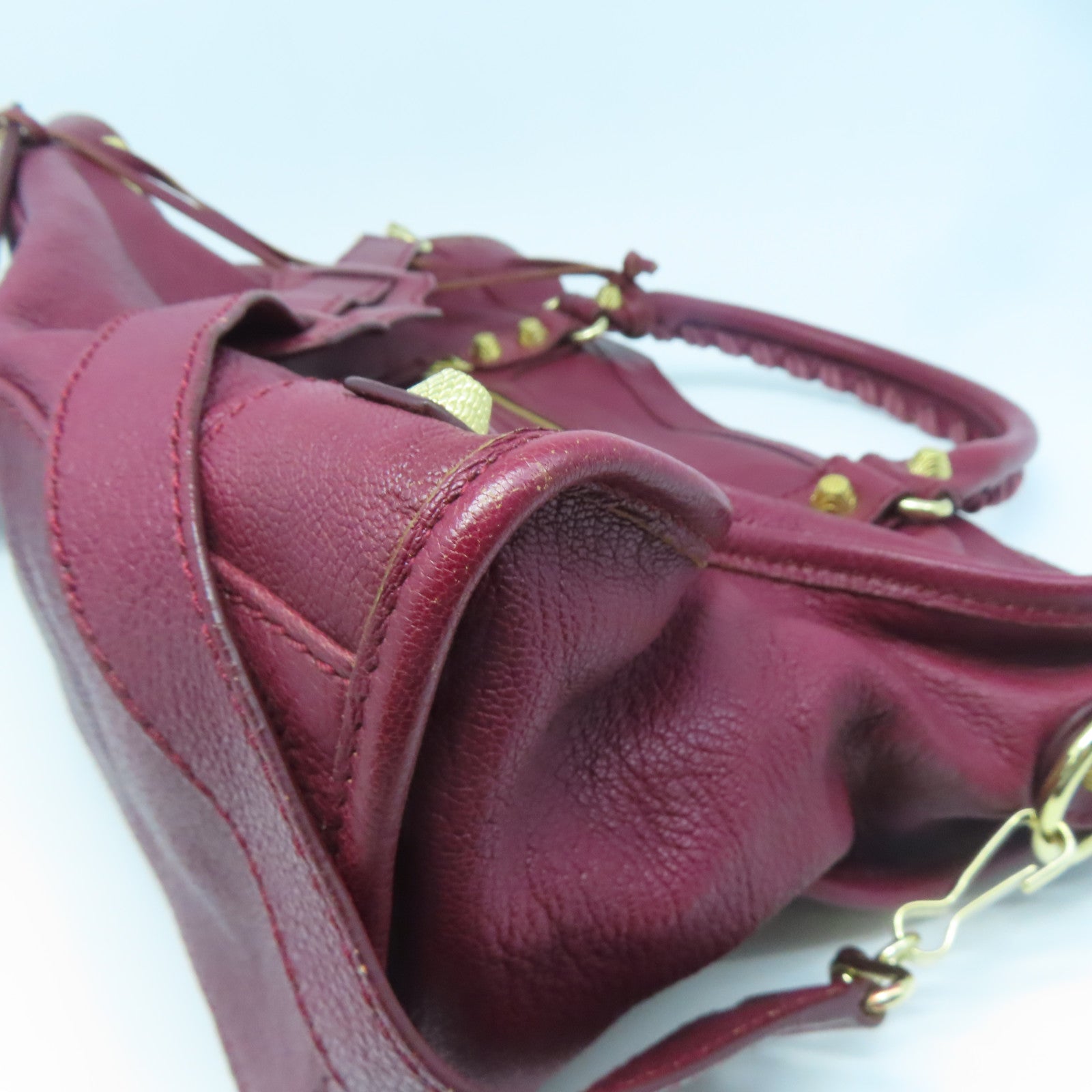 BALENCIAGA 牛皮皮革City金扣手挽肩背兩用袋紅色