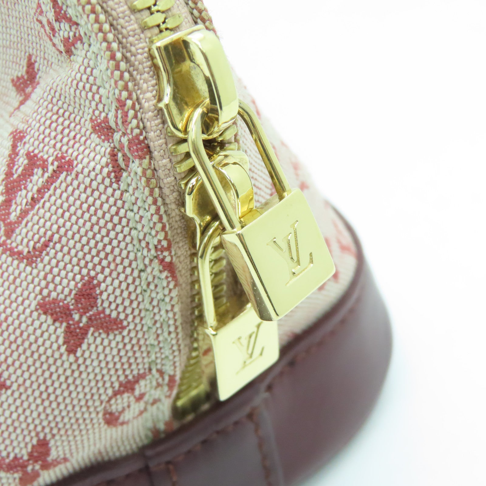 LOUIS VUITTON Monogram Mini Almaron金扣手挽袋樱桃色