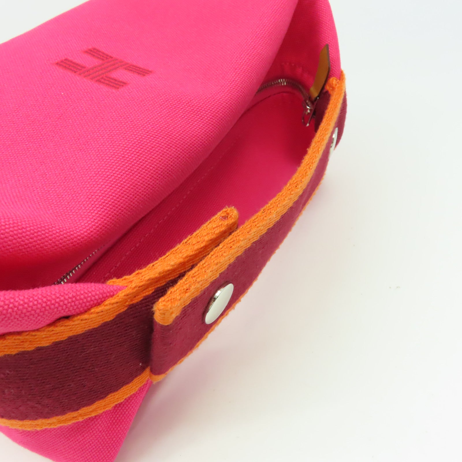 HERMES 帆布Bride-A-Brac Hand Bag銀扣手挽袋粉紅色