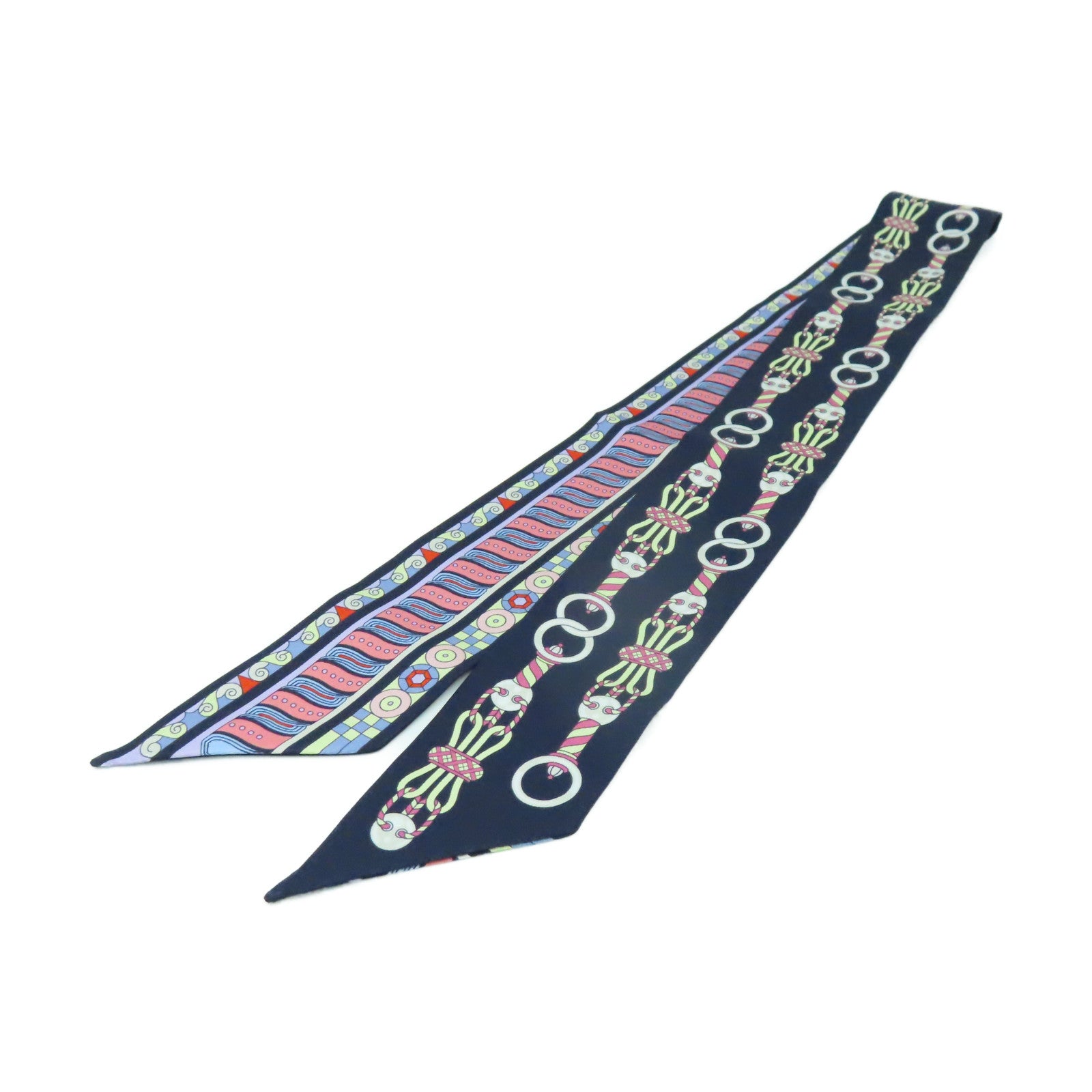 HERMES 絲質Twilly Scarf絲巾深藍色/紫色/彩色