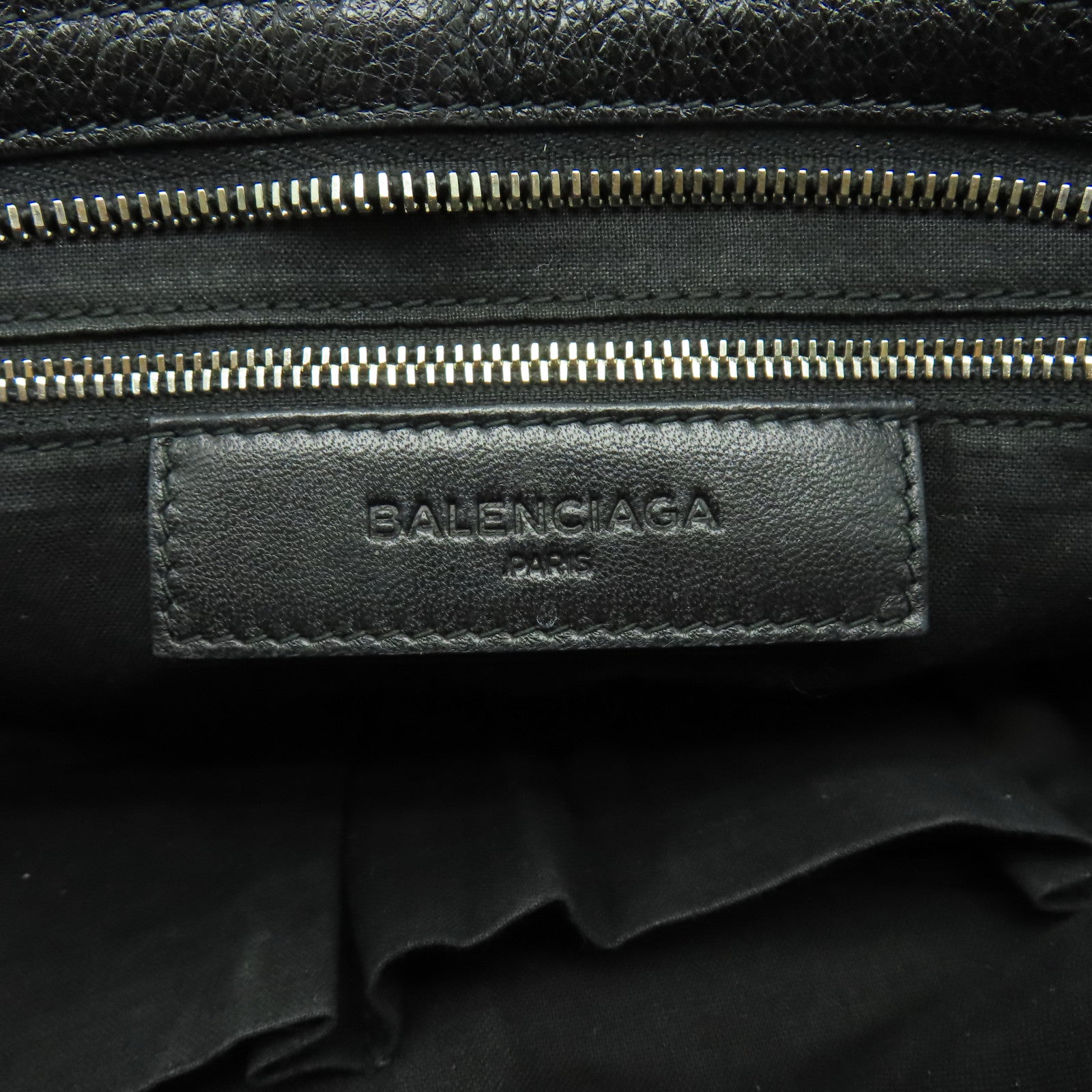 BALENCIAGA 牛皮皮革Shoulder Bag銀扣手挽肩背兩用袋黑色