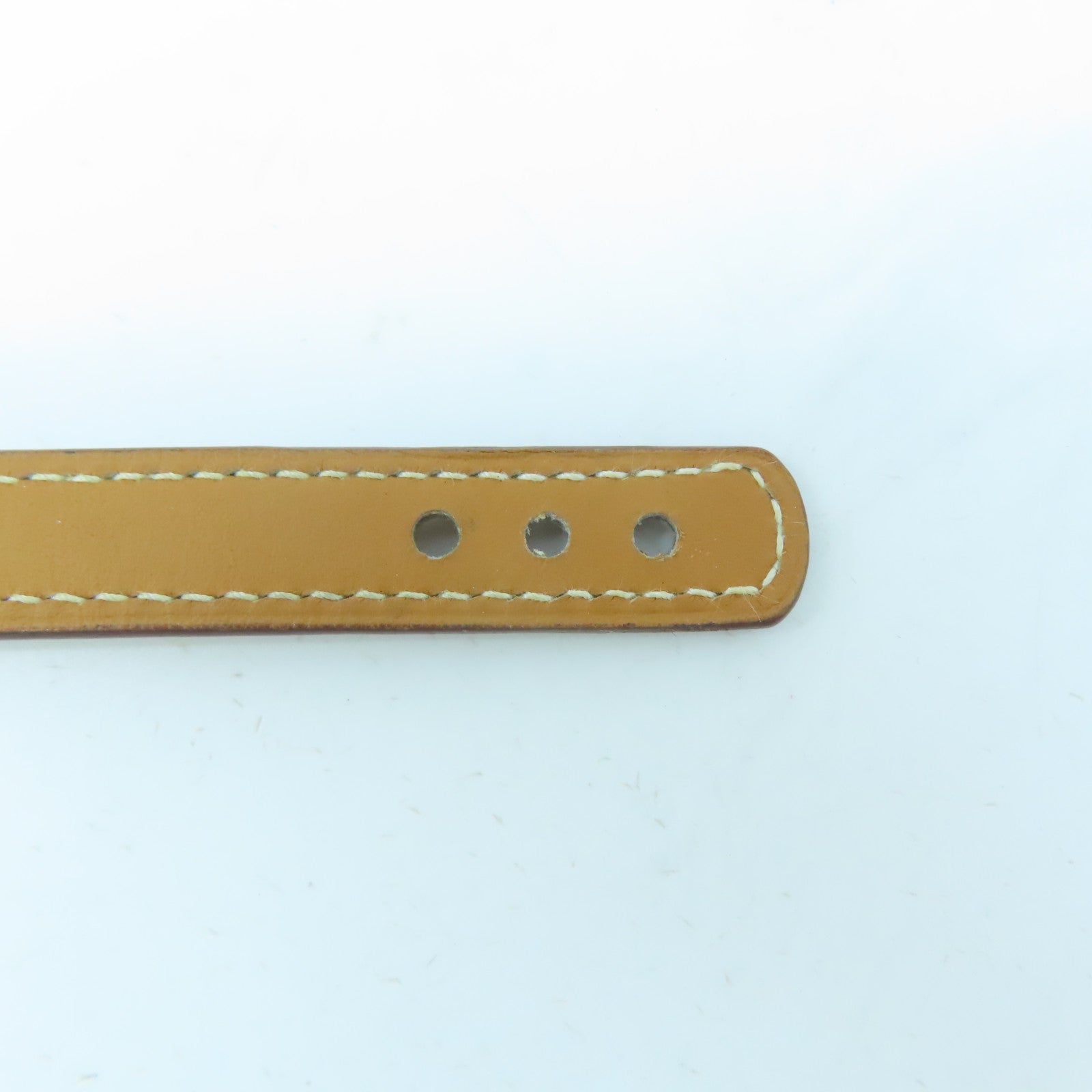 HERMES Swift皮革Clou De Selle Bracelet銀扣手鐲啡色/黑色#16.75cm