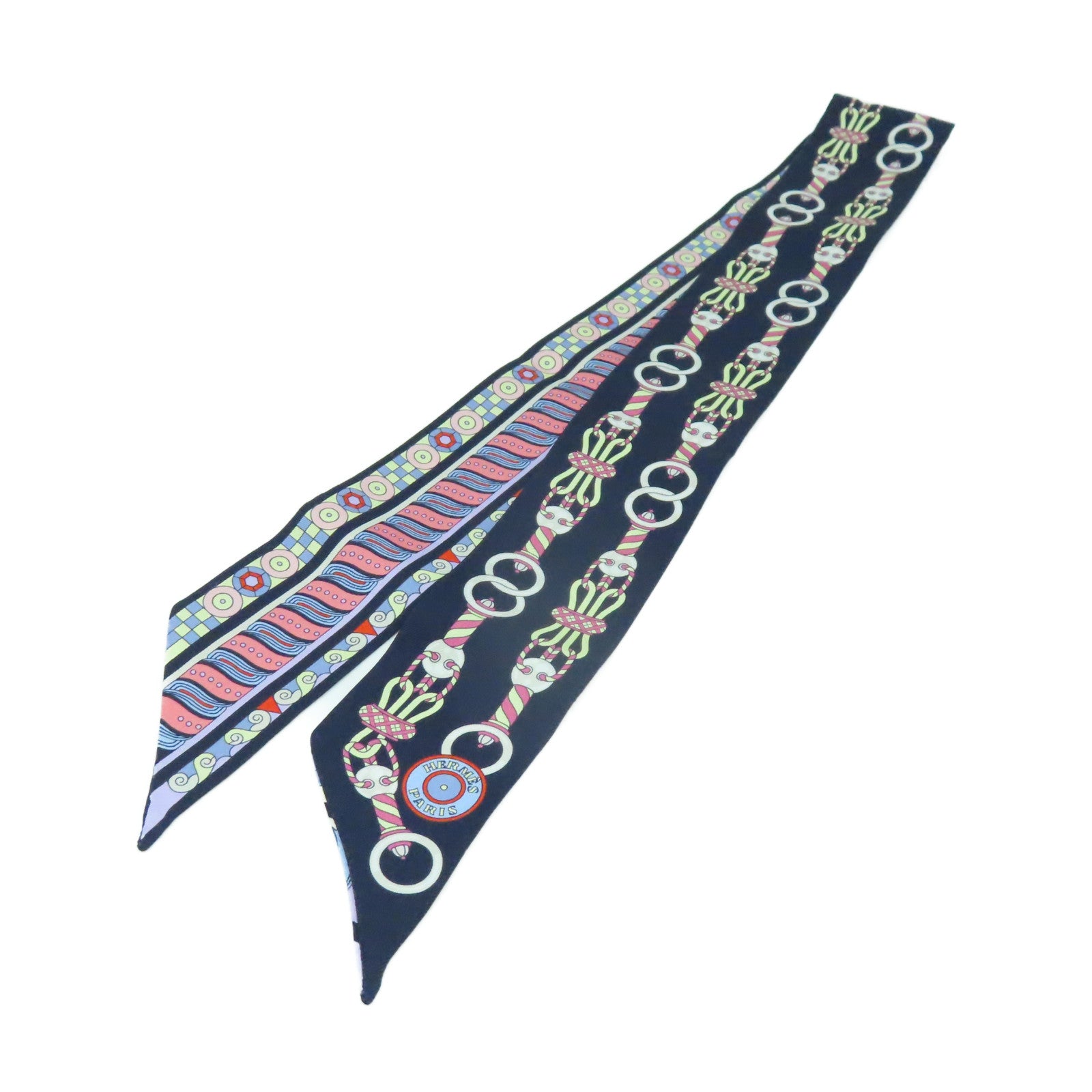 HERMES 絲質Twilly Scarf絲巾深藍色/紫色/彩色