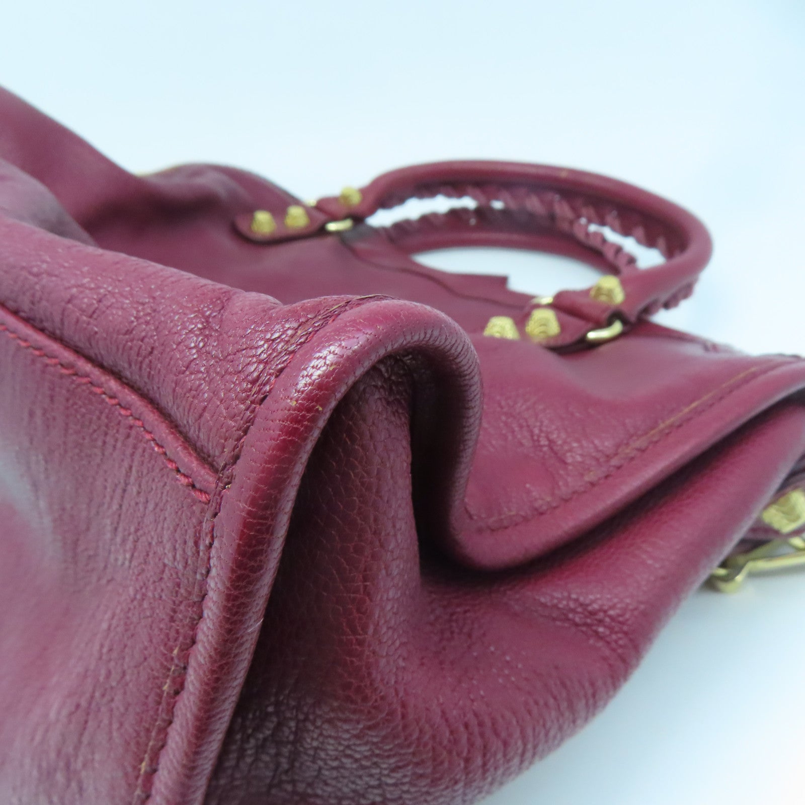 BALENCIAGA 牛皮皮革City金扣手挽肩背兩用袋紅色