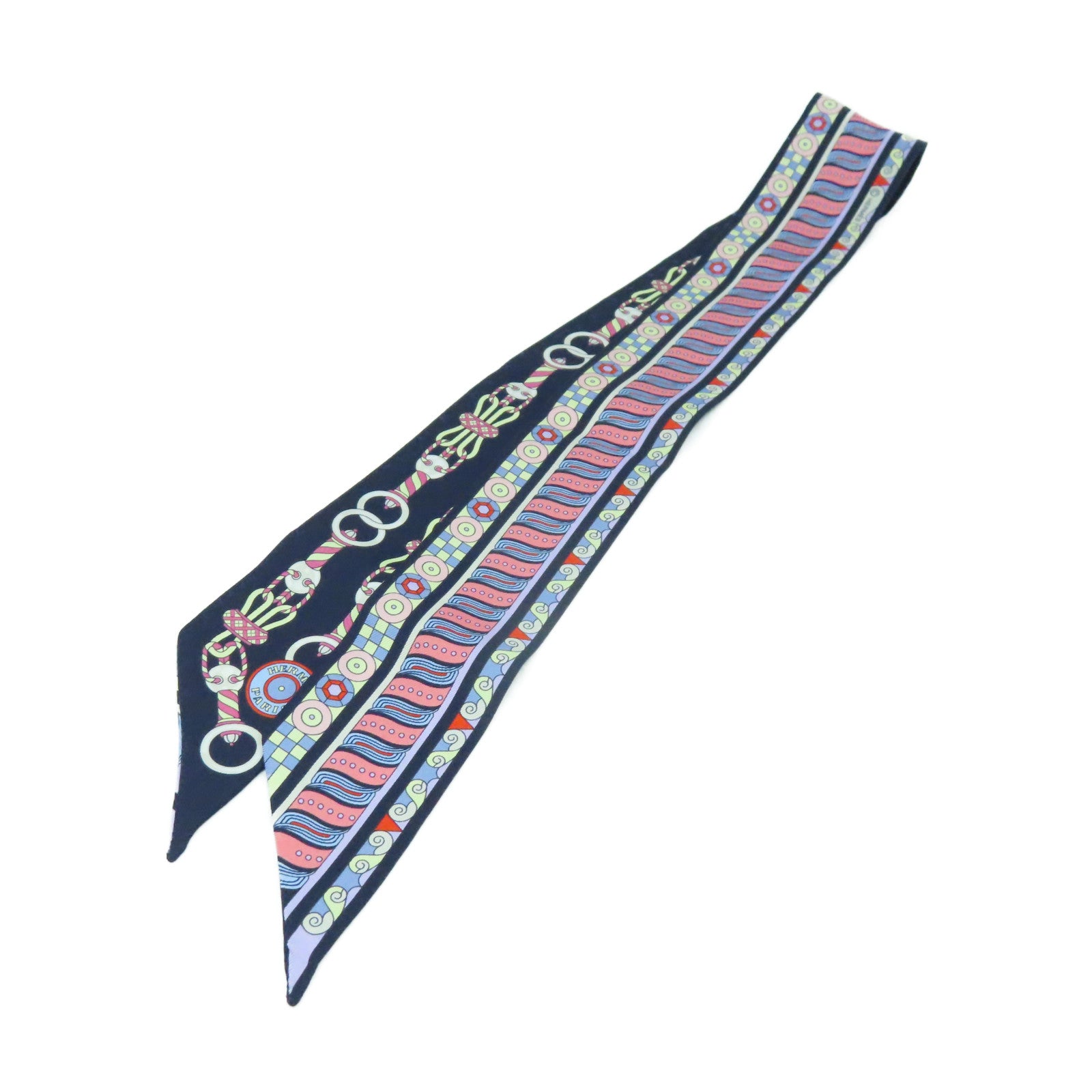 HERMES 絲質Twilly Scarf絲巾深藍色/紫色/彩色